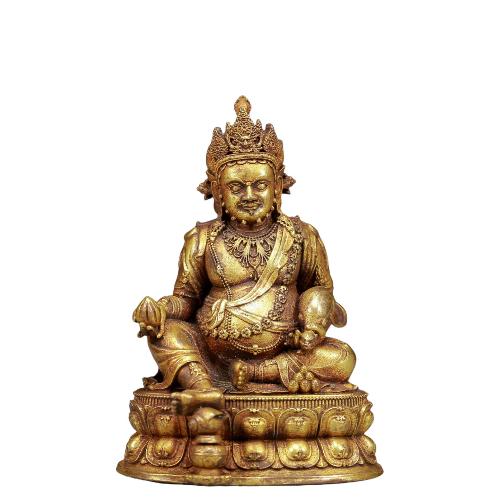 A Solemn Gilt Bronze Statue of Mammon: A Solemn Gilt Bronze Statue of Mammon,Ming Dynasty, China,Size:2.8inx2.4inx4.1in,Weight:455g 铜鎏金财神像，明代