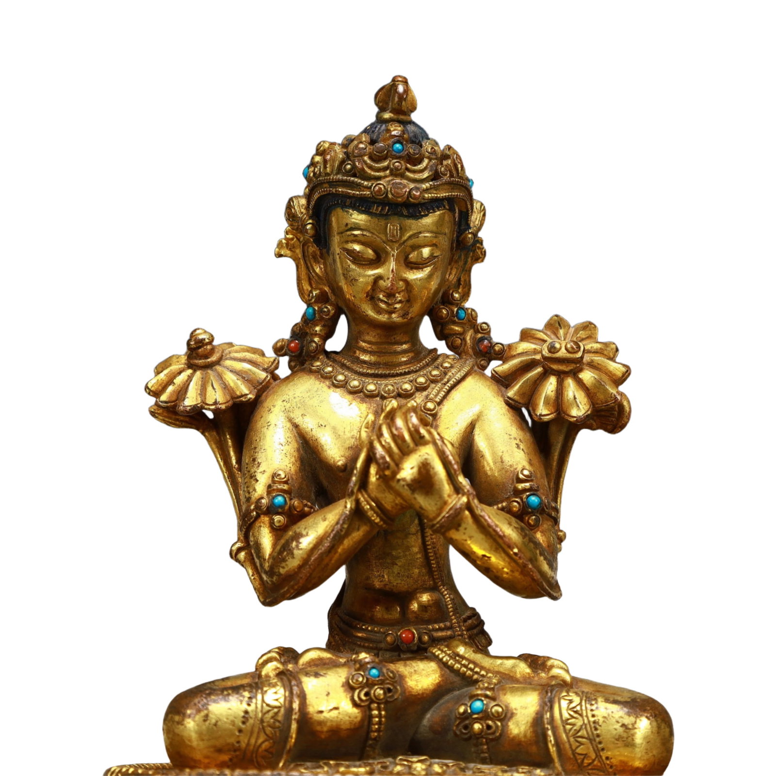A Solemn Gilt Bronze Statue of Sakyamuni: A Solemn Gilt Bronze Statue of Sakyamuni,Ming Dynasty, China,Size:5.7inx3.5inx8.3in,Weight:1600g 铜鎏金释迦摩尼像,中国明代