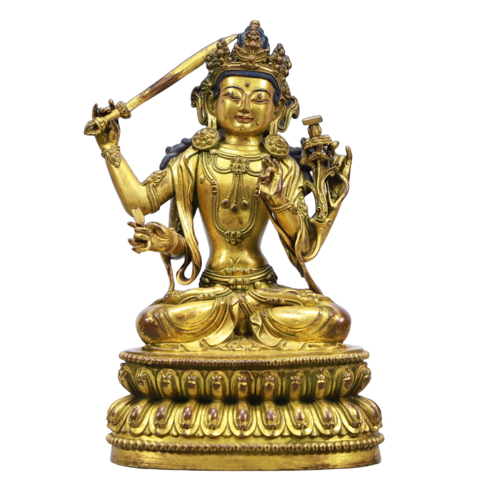 A Solemn Gilt Bronze Statue of Manjusri (1 of 10)
