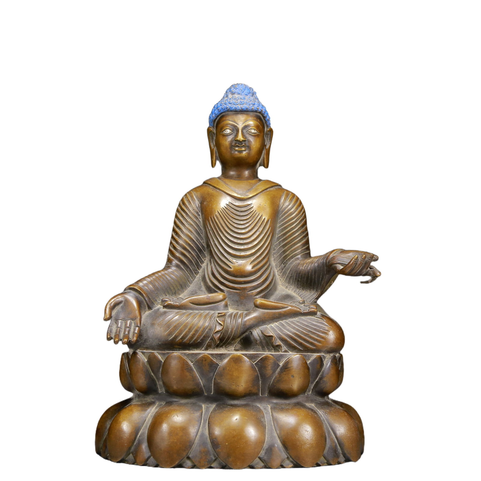A Solemn Bronze Statue of Sakyamuni: A Solemn Bronze Statue of Sakyamuni,Ming Dynasty, China,Size:10.2inx8.7inx15in,Weight:9230g 铜释迦摩尼像，明代