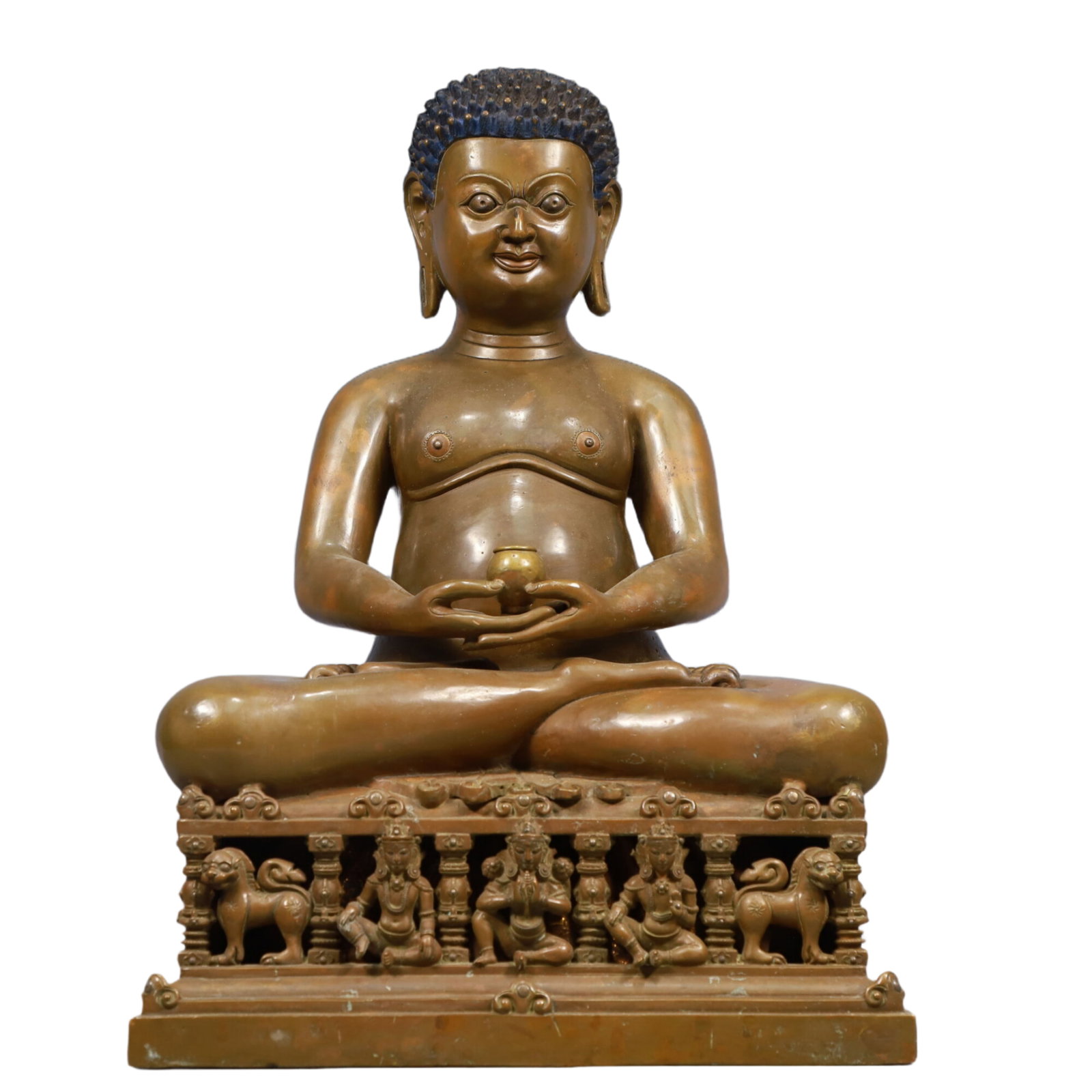 A Solemn Bronze Statue of Sakyamuni, With Inscription (1 of 11)