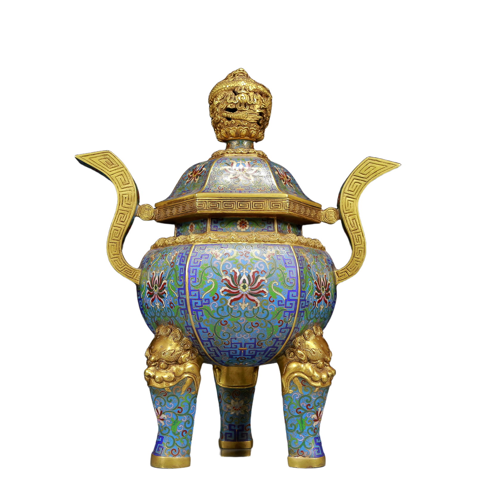 A Huge Cloisonne Lotus Pattern Double-Ears and Tripod Censer (1 of 9)