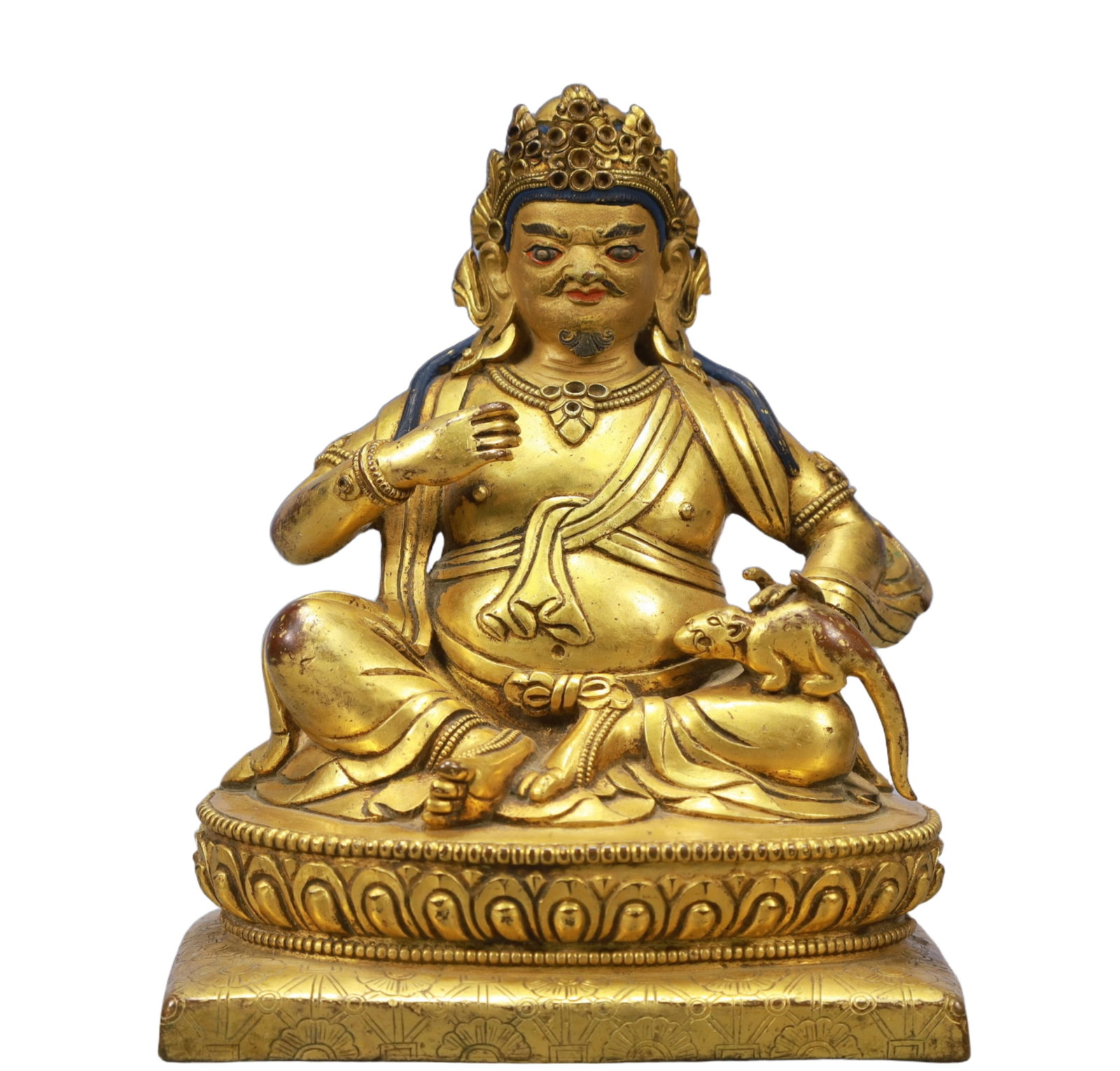 A Solemn Gilt Bronze Statue of Mammon: A Solemn Gilt Bronze Statue of Mammon,Ming Dynasty, China,Size:5.1inx3.9inx5.9in Weight:2050g 铜鎏金财神像,中国明代