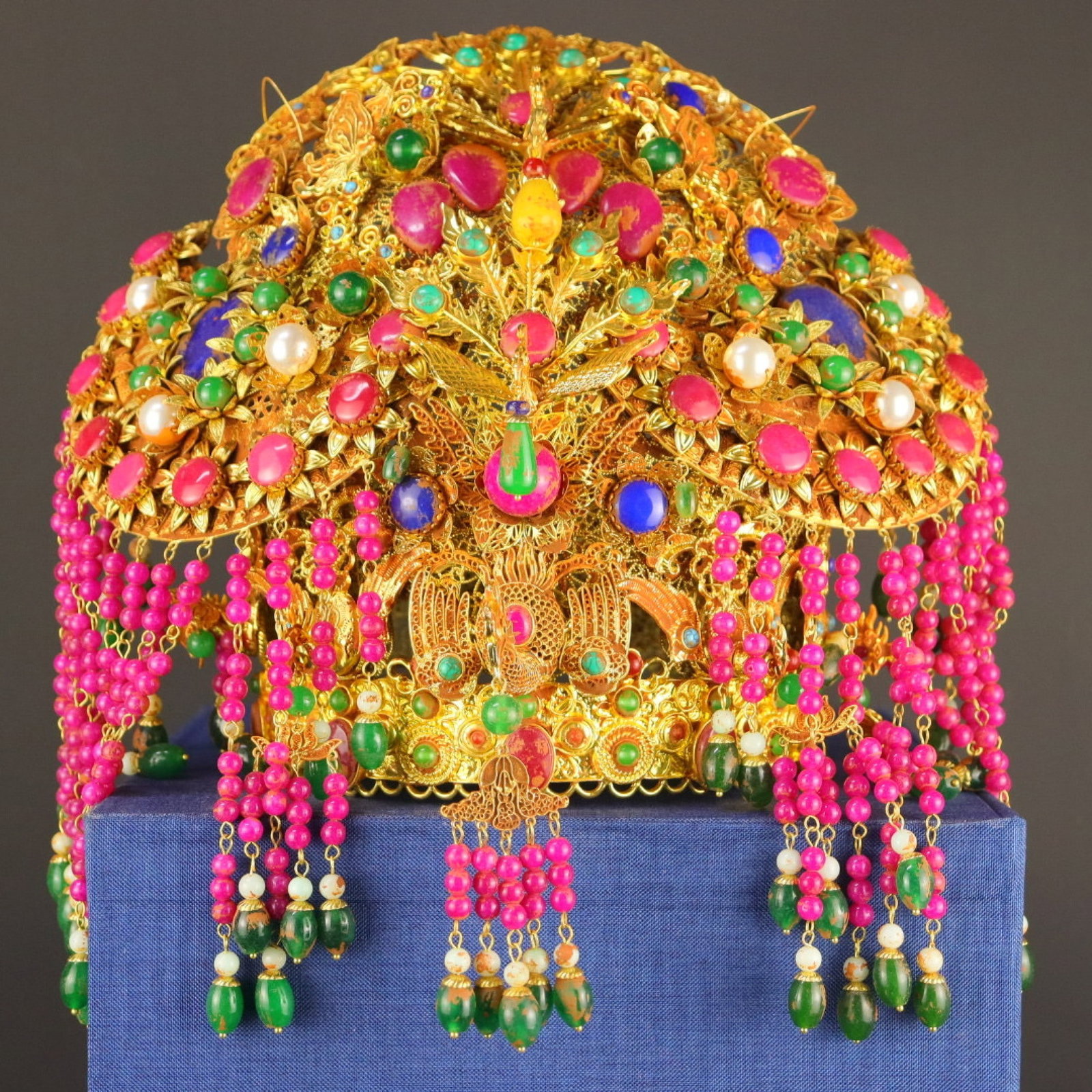 A Rare Filigree and Gilding Inlaid Gems Phoenix coronet,Inlaid Pearls (1 of 9)