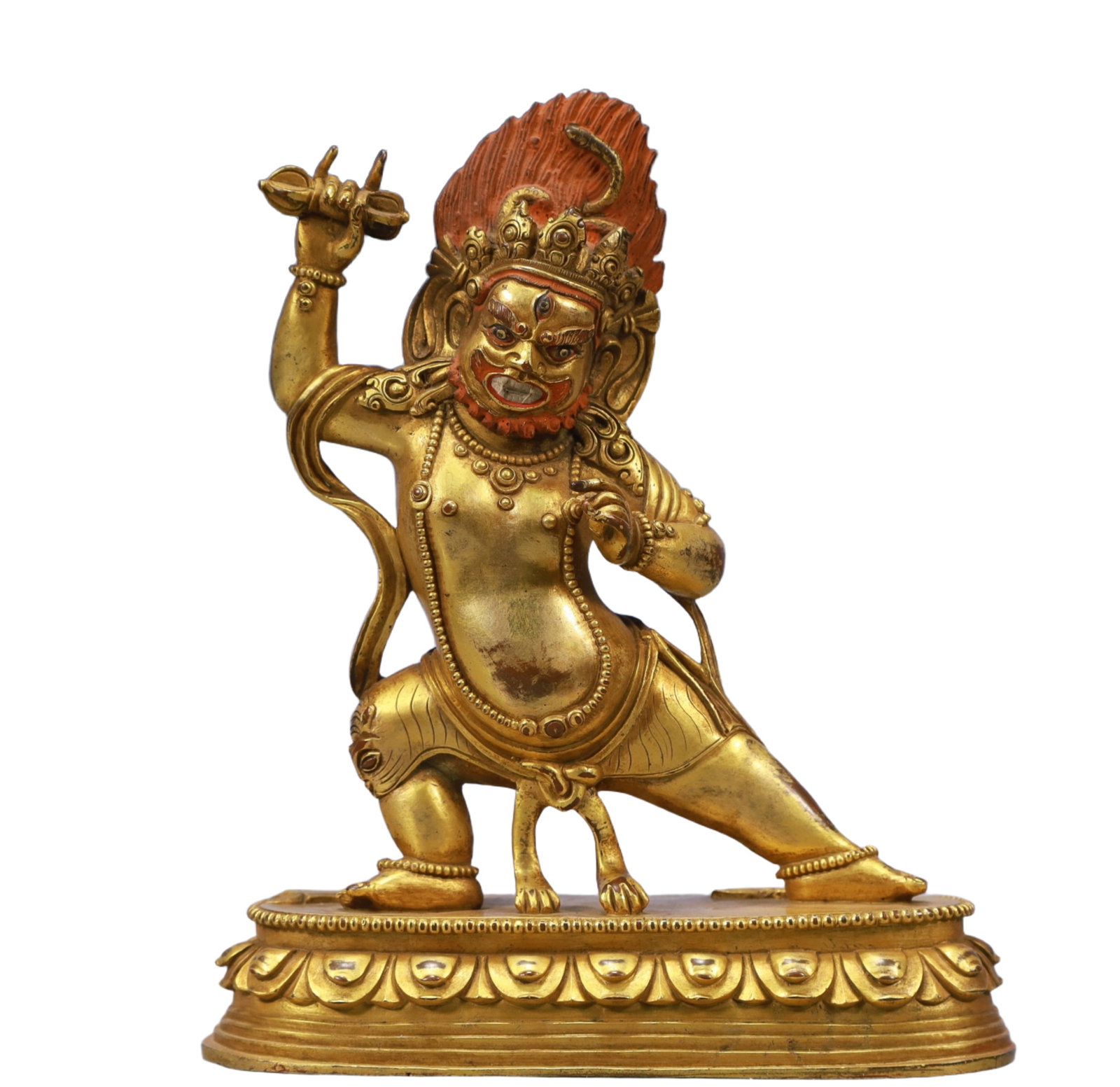 A Solemn Gilt Bronze Statue of Vajra: A Solemn Gilt Bronze Statue of Vajra,Ming Dynasty, China,Size:5.1inx2inx6.3in Weight:850g 铜鎏金金刚像,中国明代