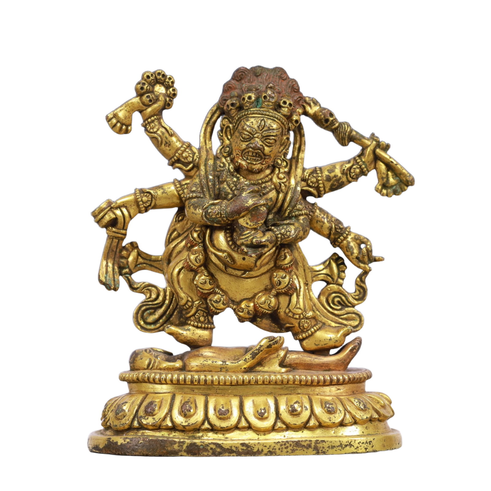A Solemn Gilt Bronze Statue of Vajra: A Solemn Gilt Bronze Statue of Vajra,Qing Dynasty, China,Size:3.7inx2.2inx4.7in,Weight:650g 铜鎏金金刚像,中国清代