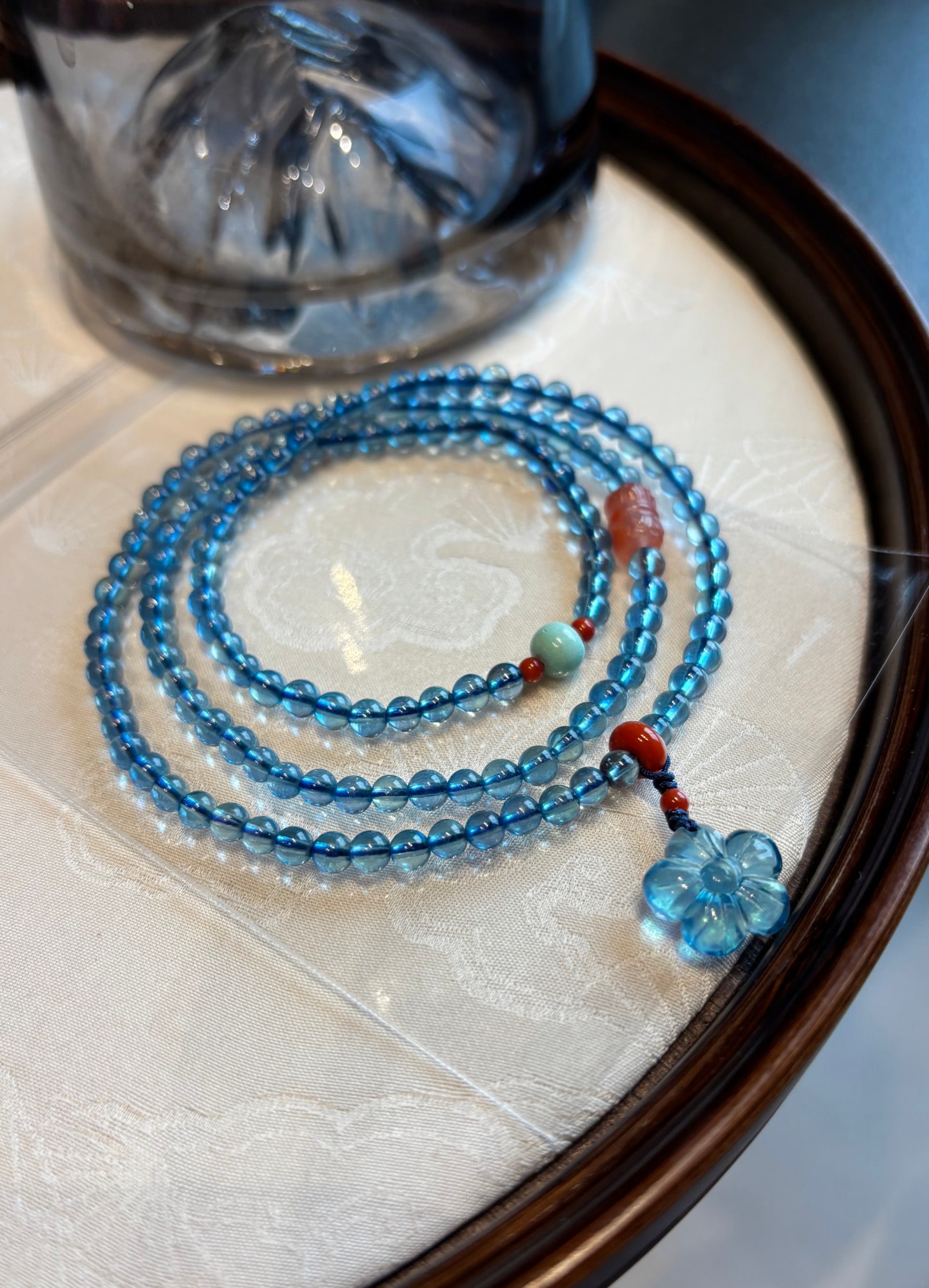 An Exquisite Aquamarine Bracelets: An Exquisite Aquamarine Bracelets,Size:4.3mm,Weight:16.2g 海蓝宝手串