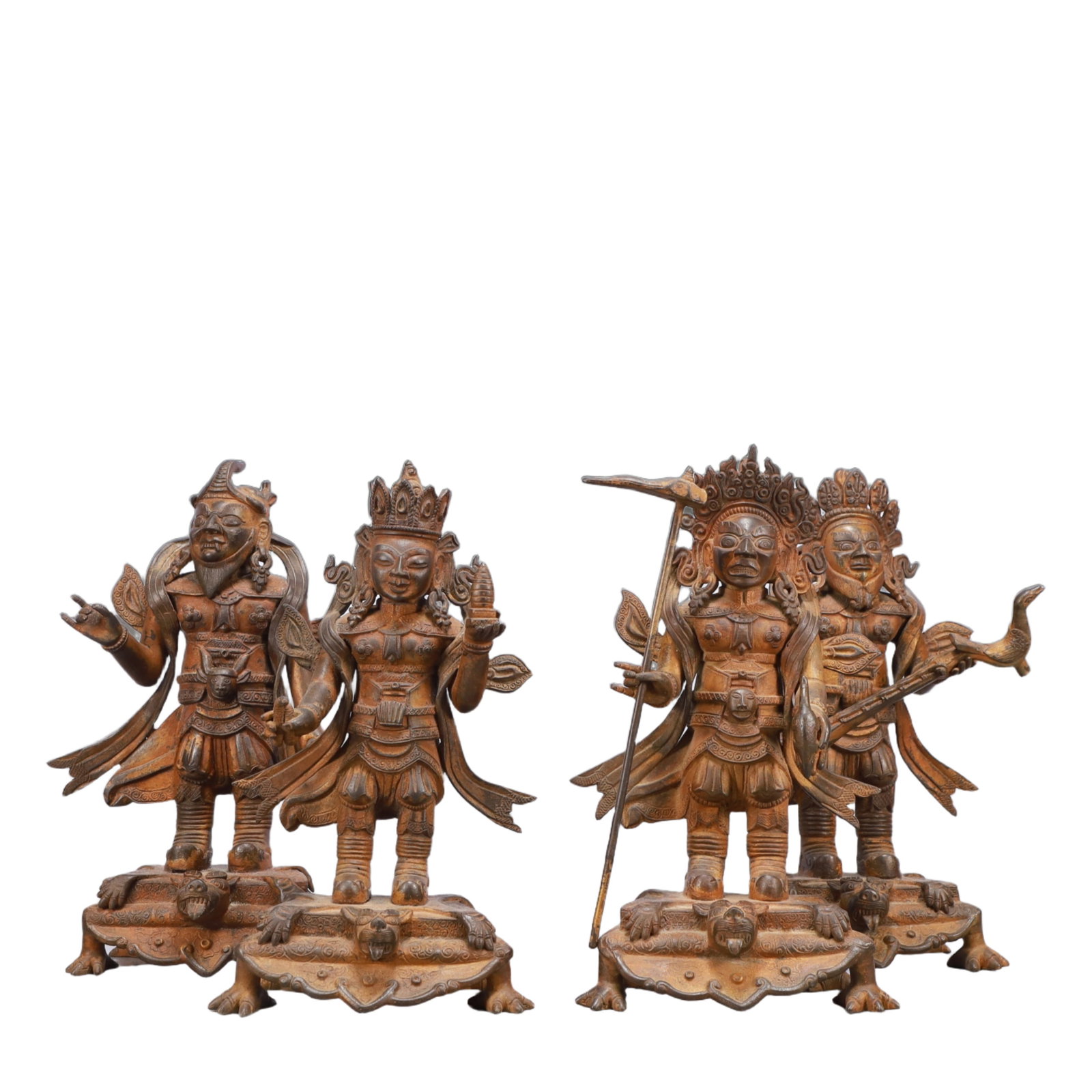 A Set of Solemn Iron Statue of Heavenly King: A Set of Solemn Iron Statue of Heavenly King,Qing Dynasty, China,Size:7.1inx4.7inx13.4in,Total Weight:27400g 一套铁四大天王像,中国清&#