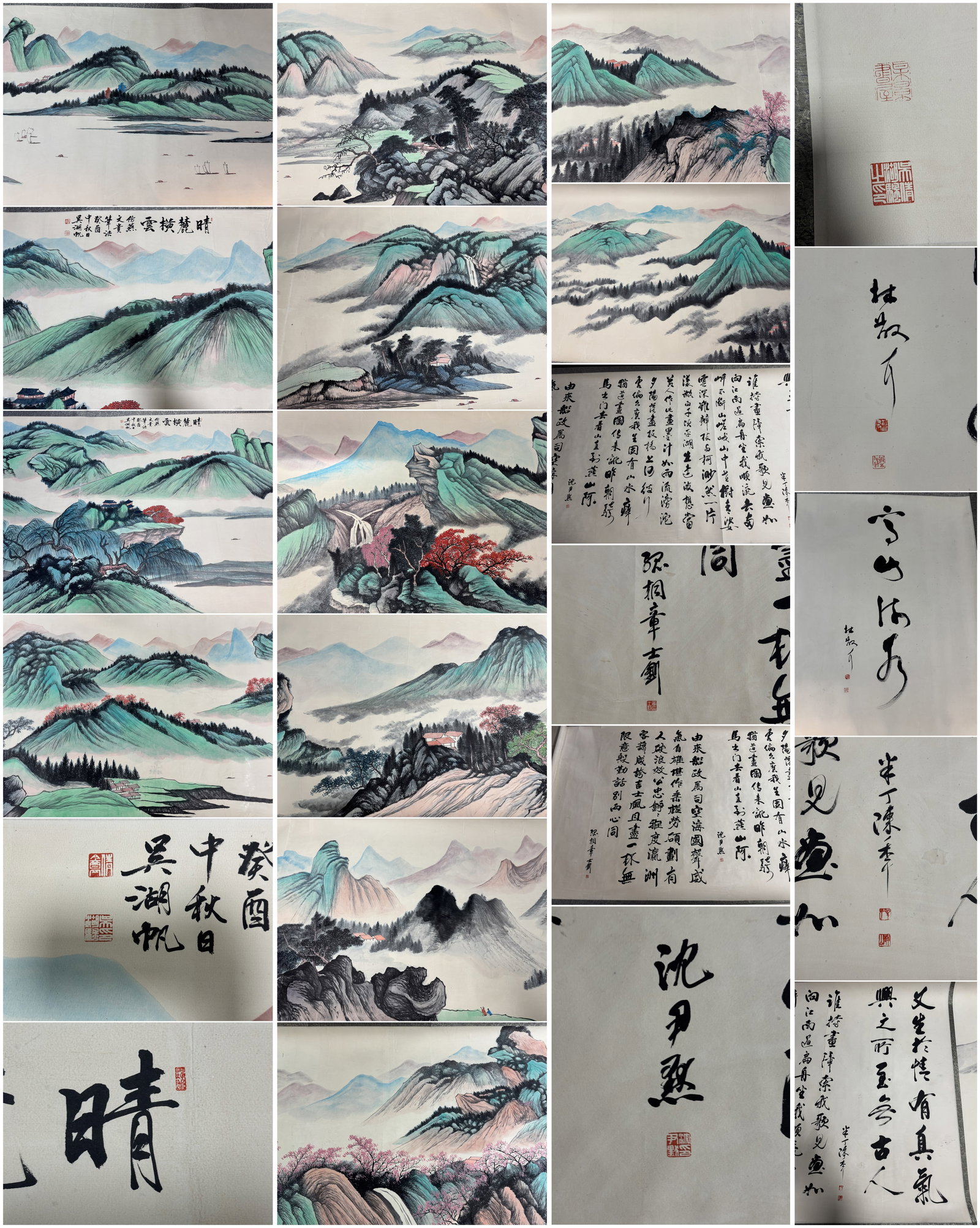 A Chinese Hand Scroll Ink Painting of Landscape on Paper,Wu Hufan: A Chinese Hand Scroll Ink Painting of Landscape on Paper,Wu Hufan,Size:1574.8in 一幅中国水墨山水画手卷,吴湖帆