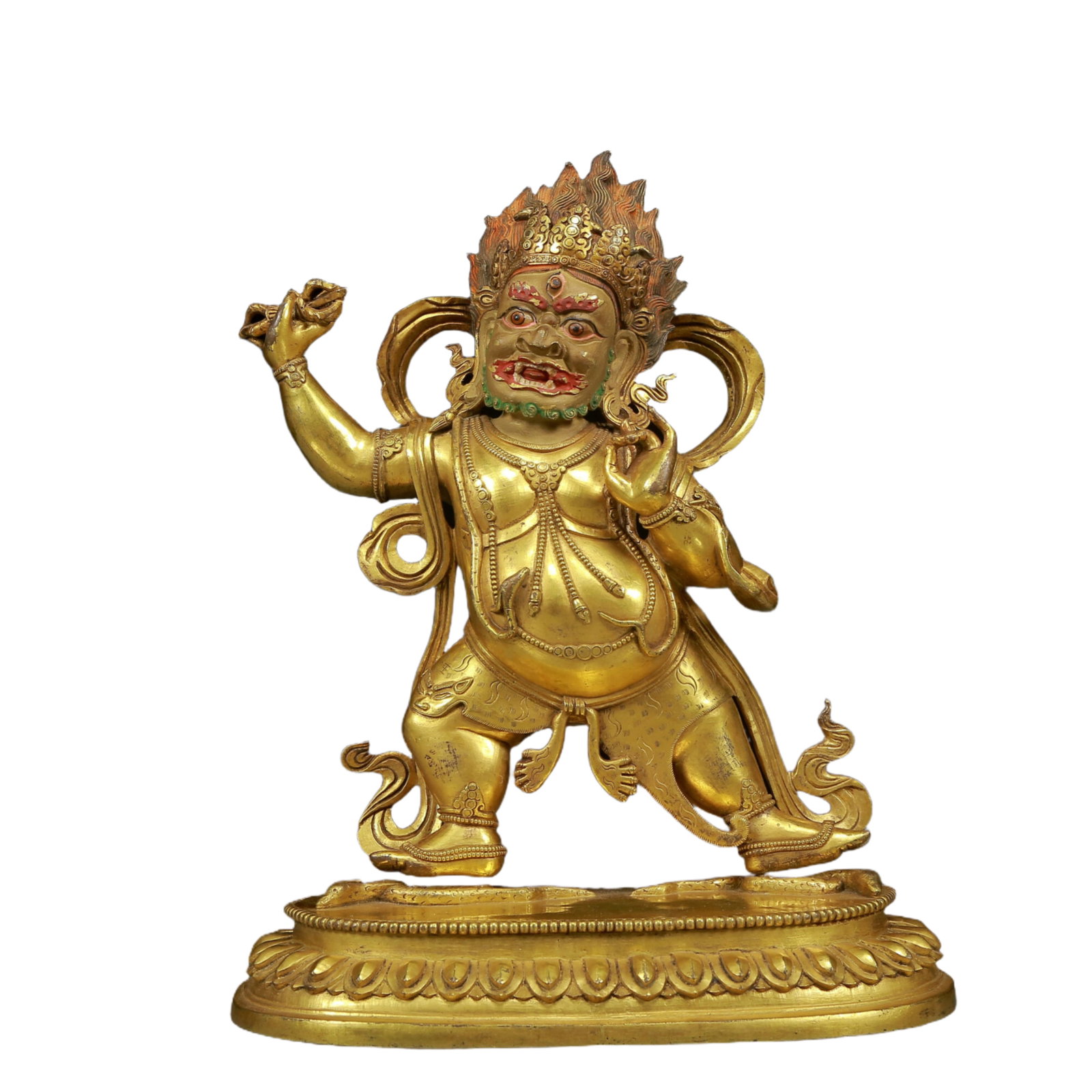 A Solemn Gilt Bronze Statue of Vajra: A Solemn Gilt Bronze Statue of Vajra,Ming Dynasty, China,Size:9.4inx5.5inx12.2in,Weight:5345g 铜鎏金金刚像，明代