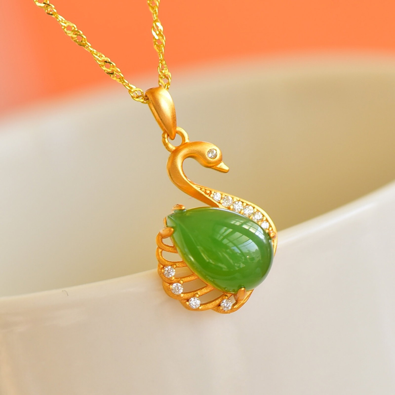 An Exquisite Sterling Silver-Gold Plated Inlaid Jasper Pendant , Inlaid Diamond: Sterling Silver-Gold Plated Inlaid Jasper Pendant , Inlaid Diamond , Size :8mmx12mm