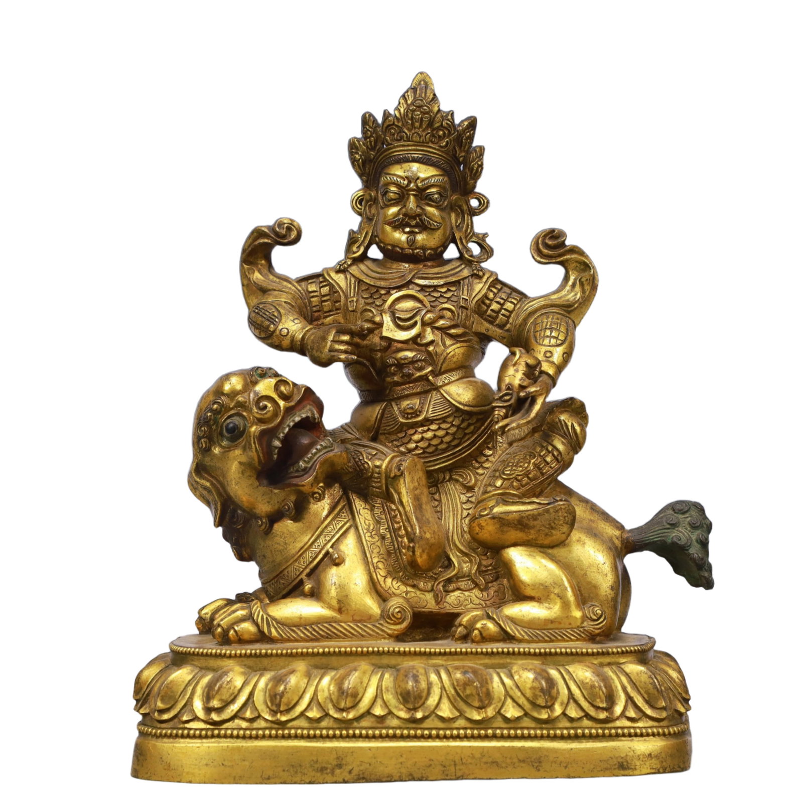 A Solemn Gilt Bronze Statue of Mammon: A Solemn Gilt Bronze Statue of Mammon,Qing Dynasty, China,Size:6.3inx3.5inx8.7in,Weight:2750g 铜鎏金财神像,中国清代