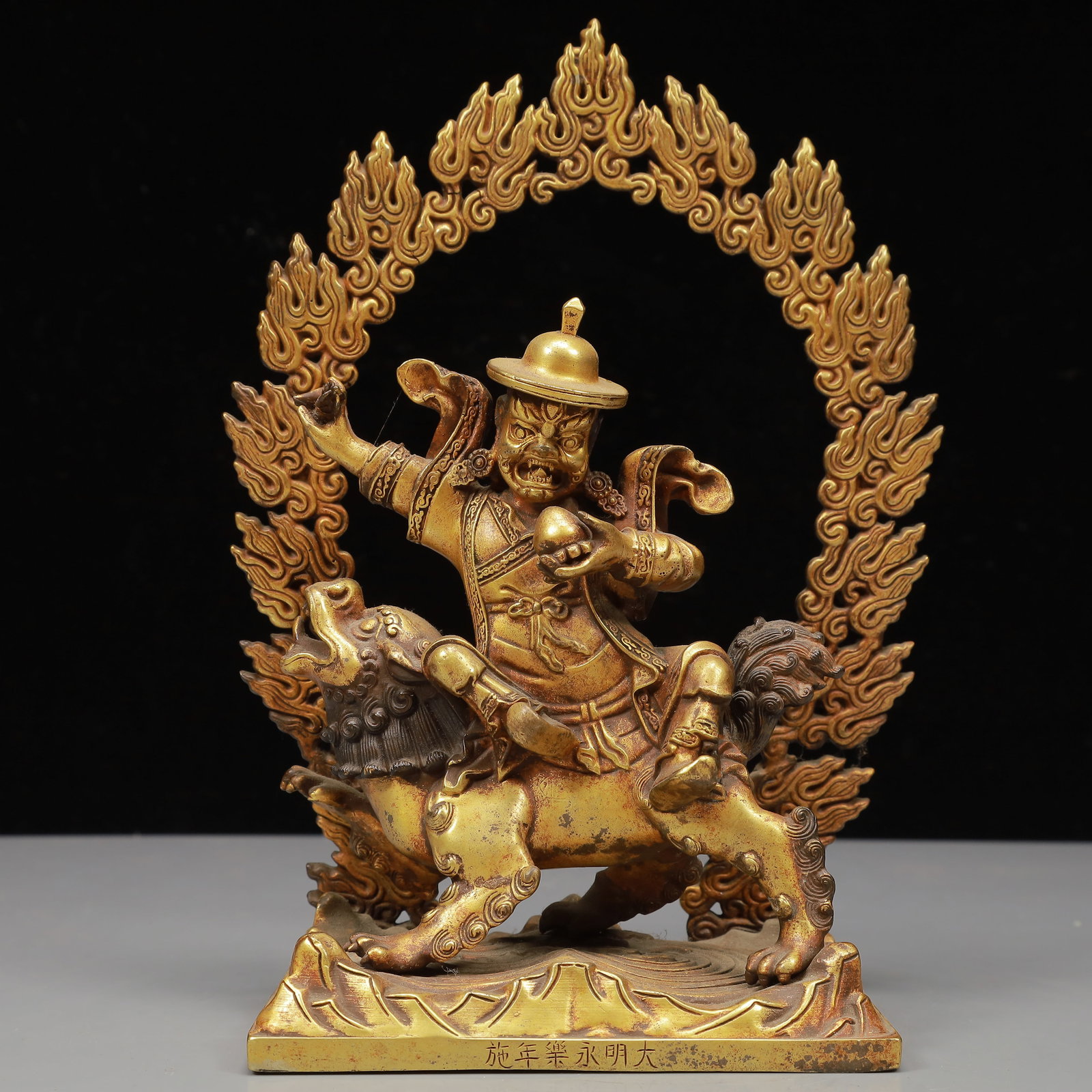 A Solemn Gilt Bronze Statue of Vajra: A Solemn Gilt Bronze Statue of Vajra,Ming Dynasty, China,Yongle Six-character Mark,Size:5.3inx3.3inx9.1in,Weight:2100g 铜鎏金金刚像,中国明代