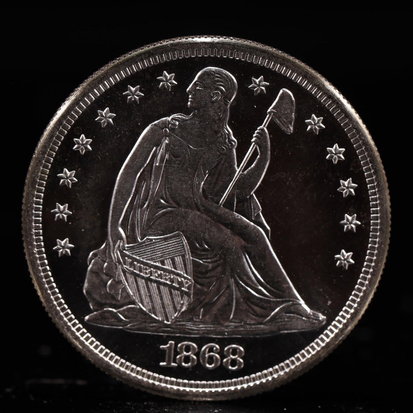 USA One Dollar 1868 Coin: American coin. IN GOD WE TRUST / LIBERTY / 1868 / UNITED STATES OF AMERICA / ONE DOL. Weight:26.9g.