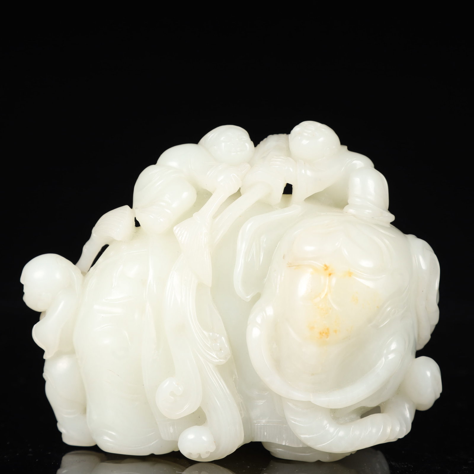 An Exquisite White Jade Figure Pattern Elephant Ornament (1 of 11)