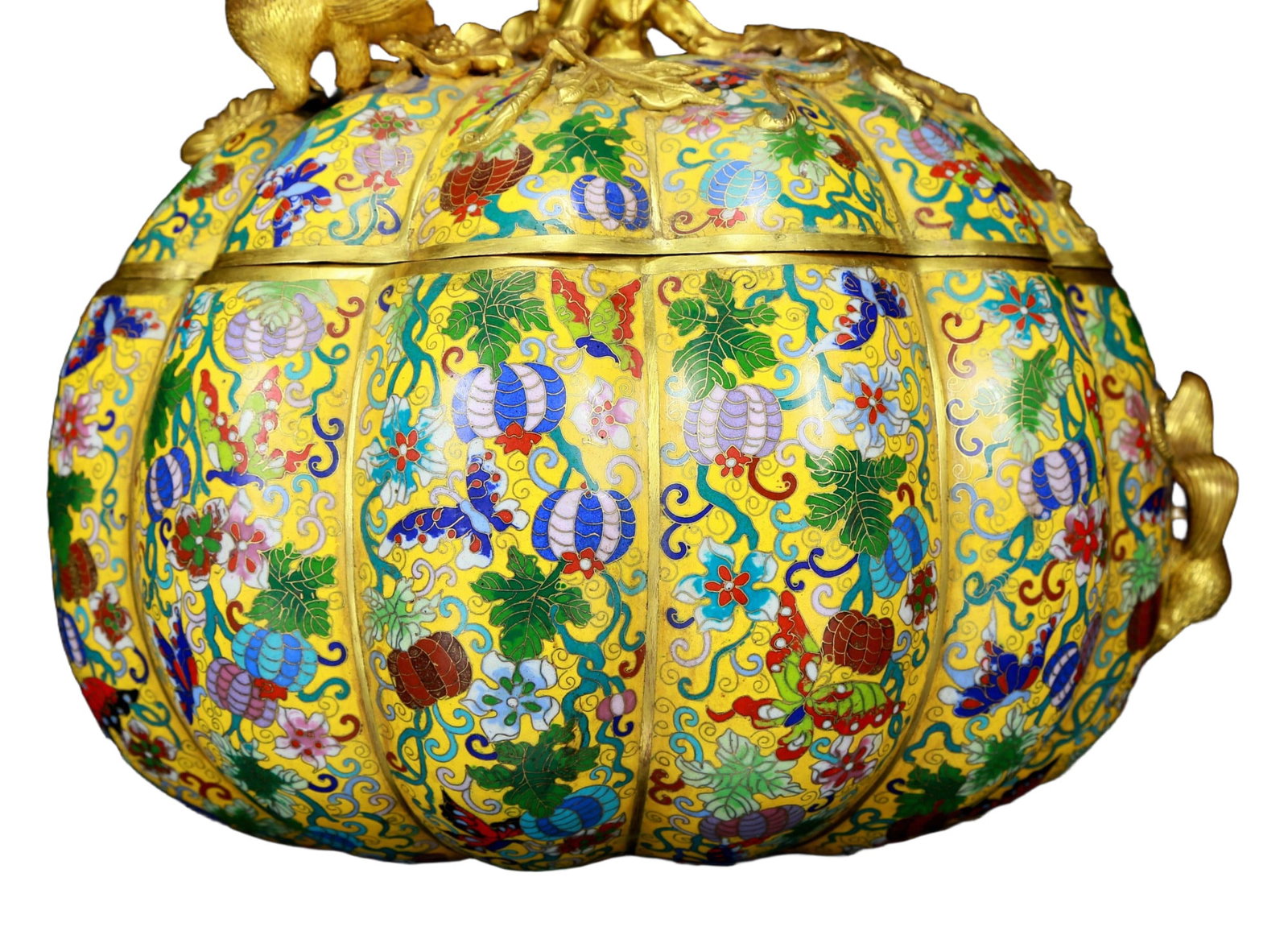 An exquisite cloisonné 'squirrel and grape' pattern box - 3