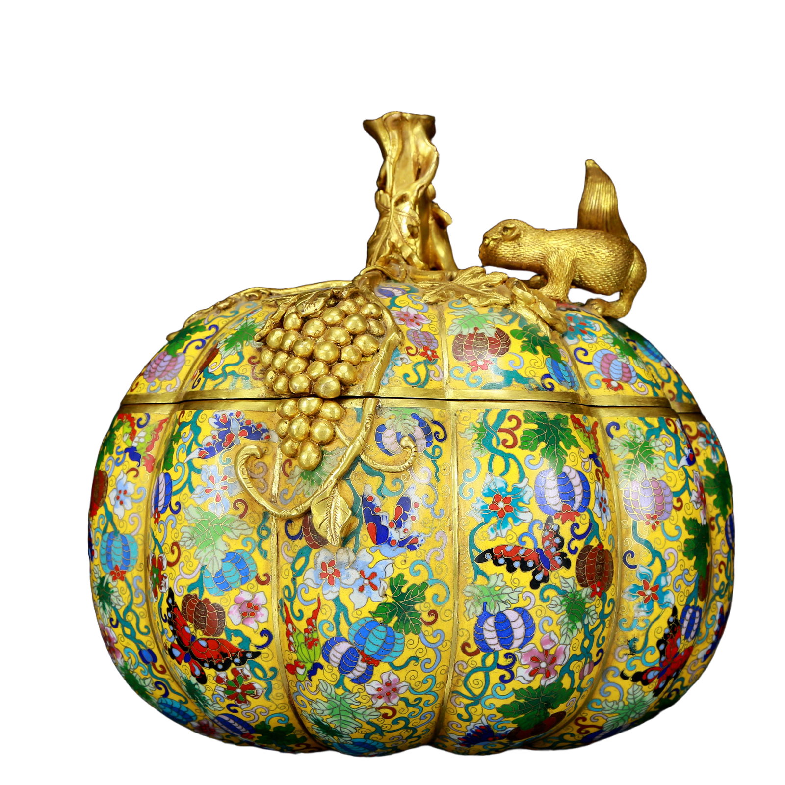 An exquisite cloisonné 'squirrel and grape' pattern box - 6