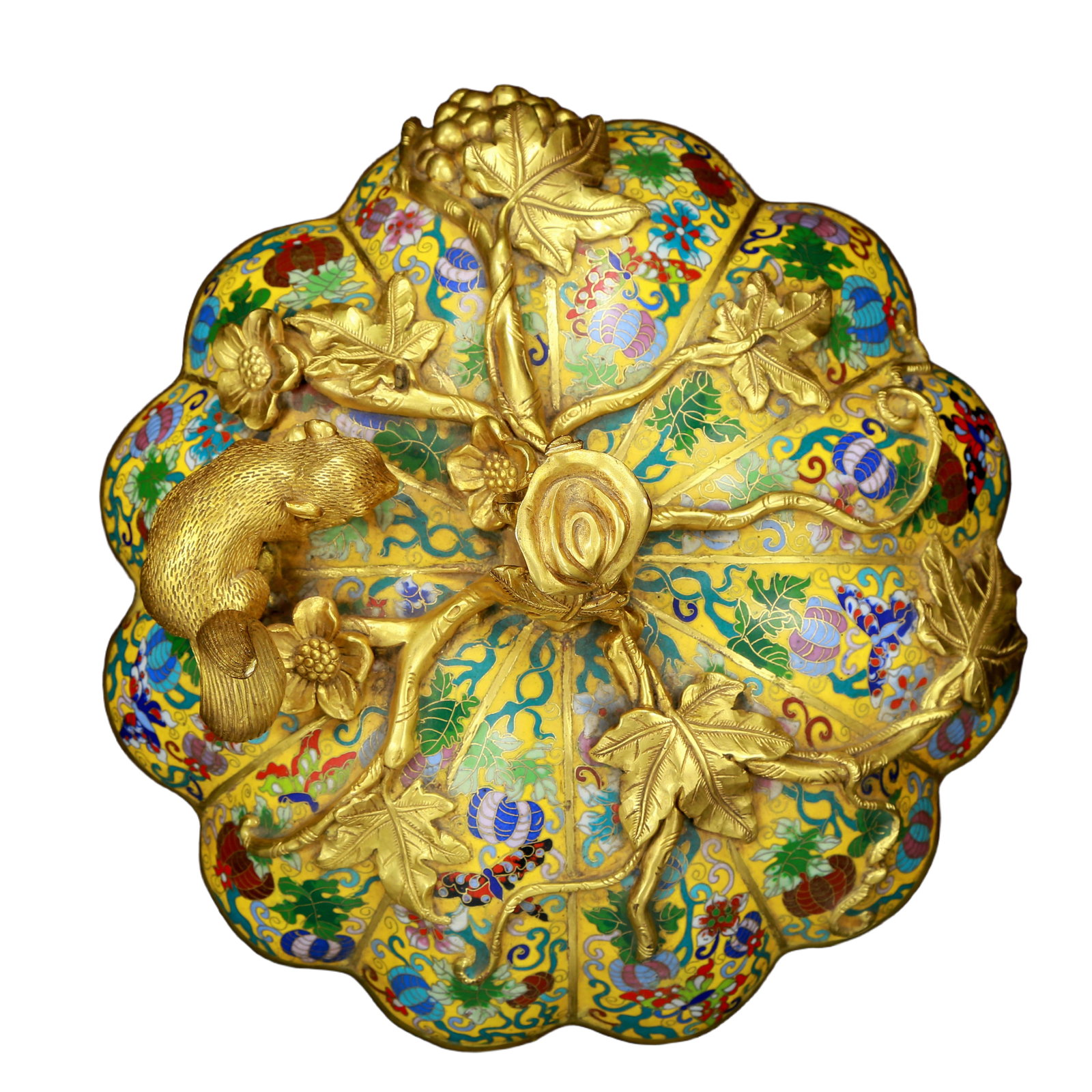 An exquisite cloisonné 'squirrel and grape' pattern box - 8