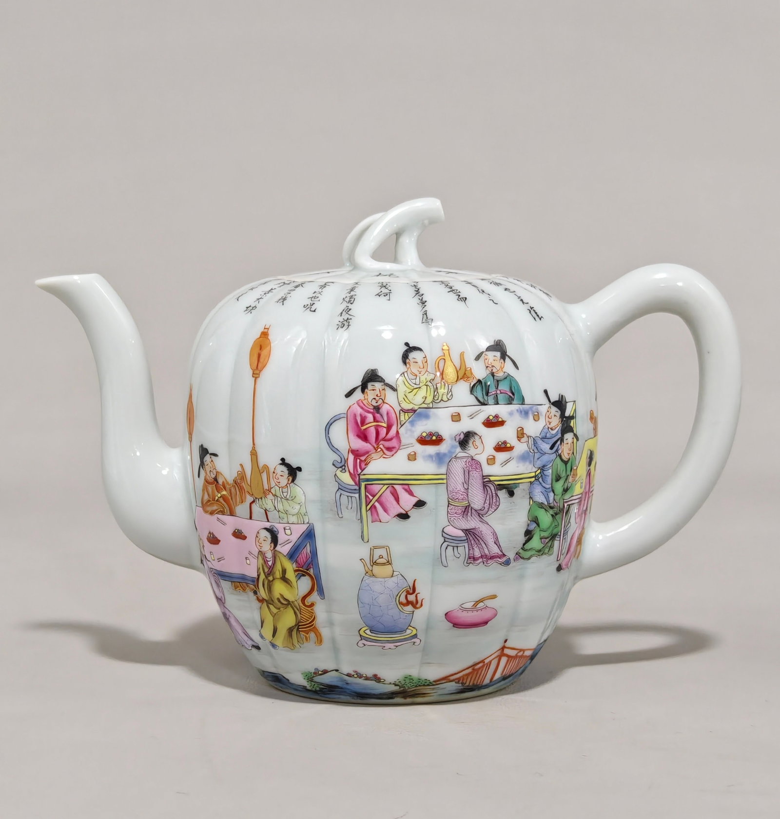 An Exquisite Famille-Rose Character and Story Pattern Ewer,With Poem: An Exquisite Famille-Rose Character and Story Pattern Ewer,With Poem,Qing Dynasty,China,Qianlong Six-character Mark,Size:4.3inx6.3in