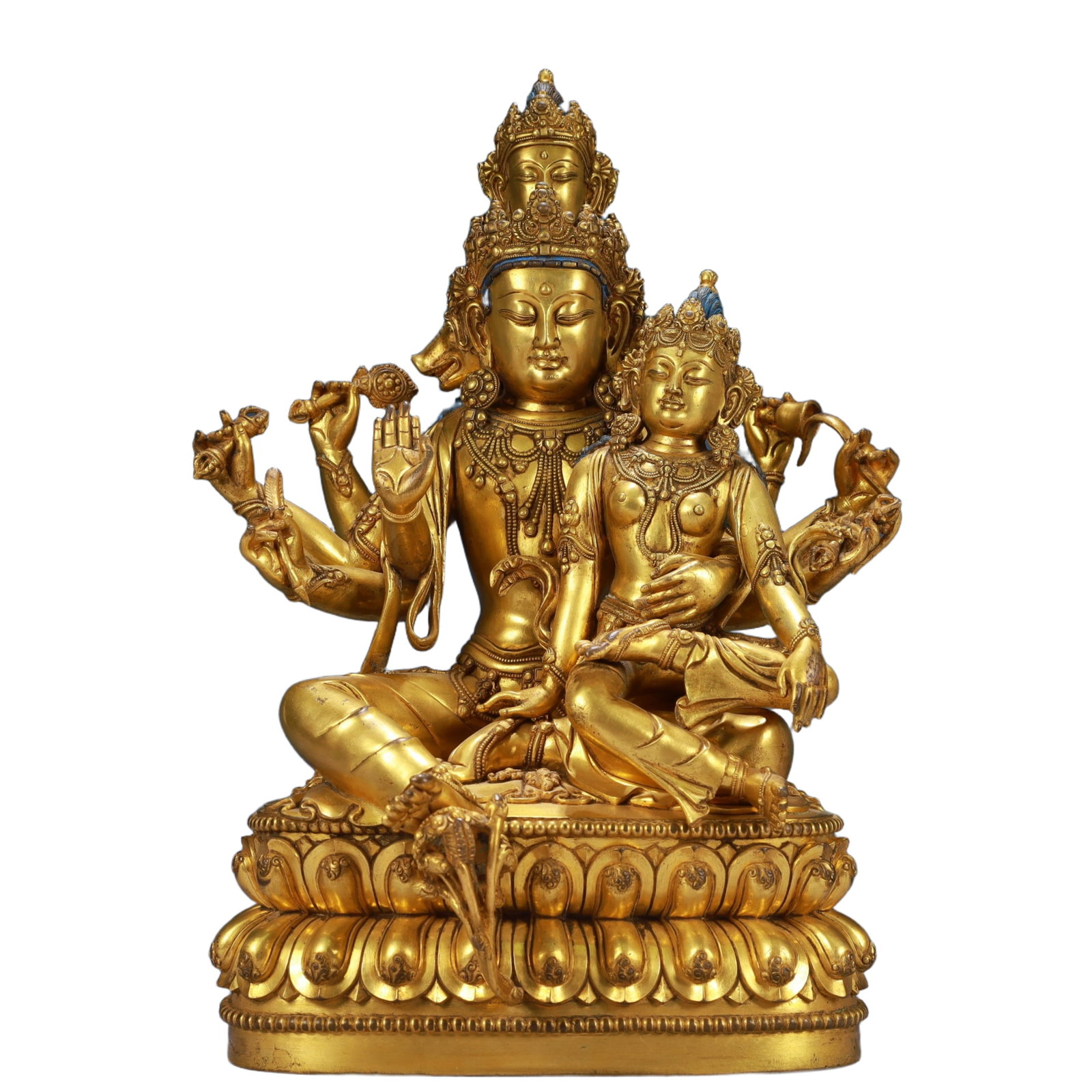 A Solemn Gilt Bronze Statue of Gautama’s Mother: A Solemn Gilt Bronze Statue of Gautama’s Mother,Qing Dynasty, China,Size:9.8inx8.3inx13in,Weight:7550g 铜鎏金佛母像,中国清代