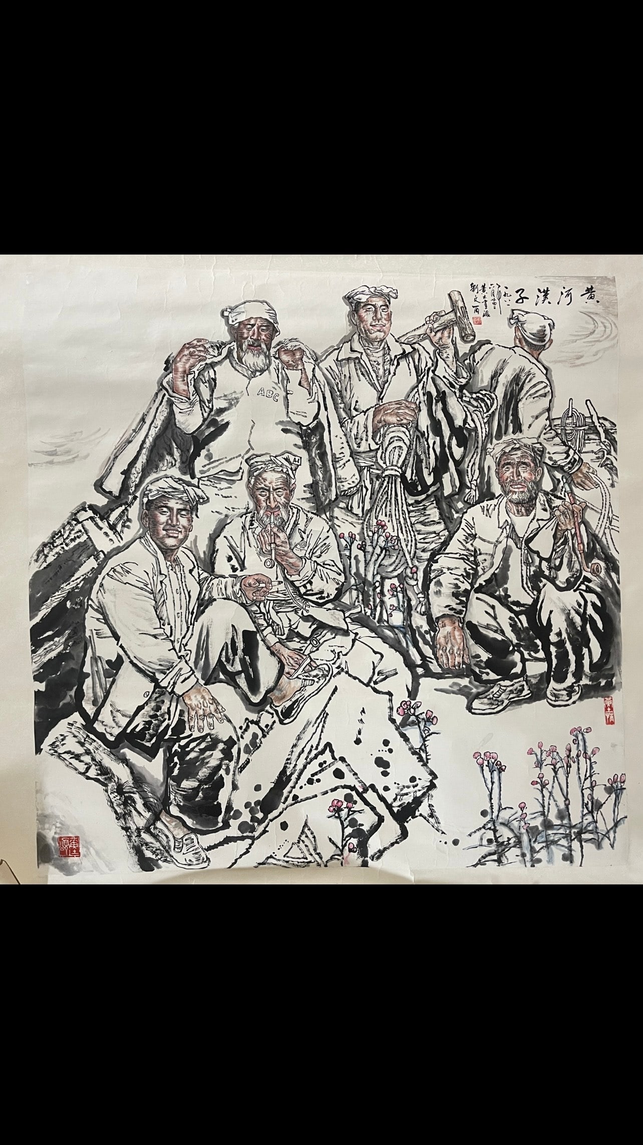 A Chinese Ink Painting of Figure on Paper,Liu Wenxi: A Chinese Ink Painting of Figure on Paper,Liu Wenxi,Size:48inx48in 一幅中国水墨人物画,刘文西