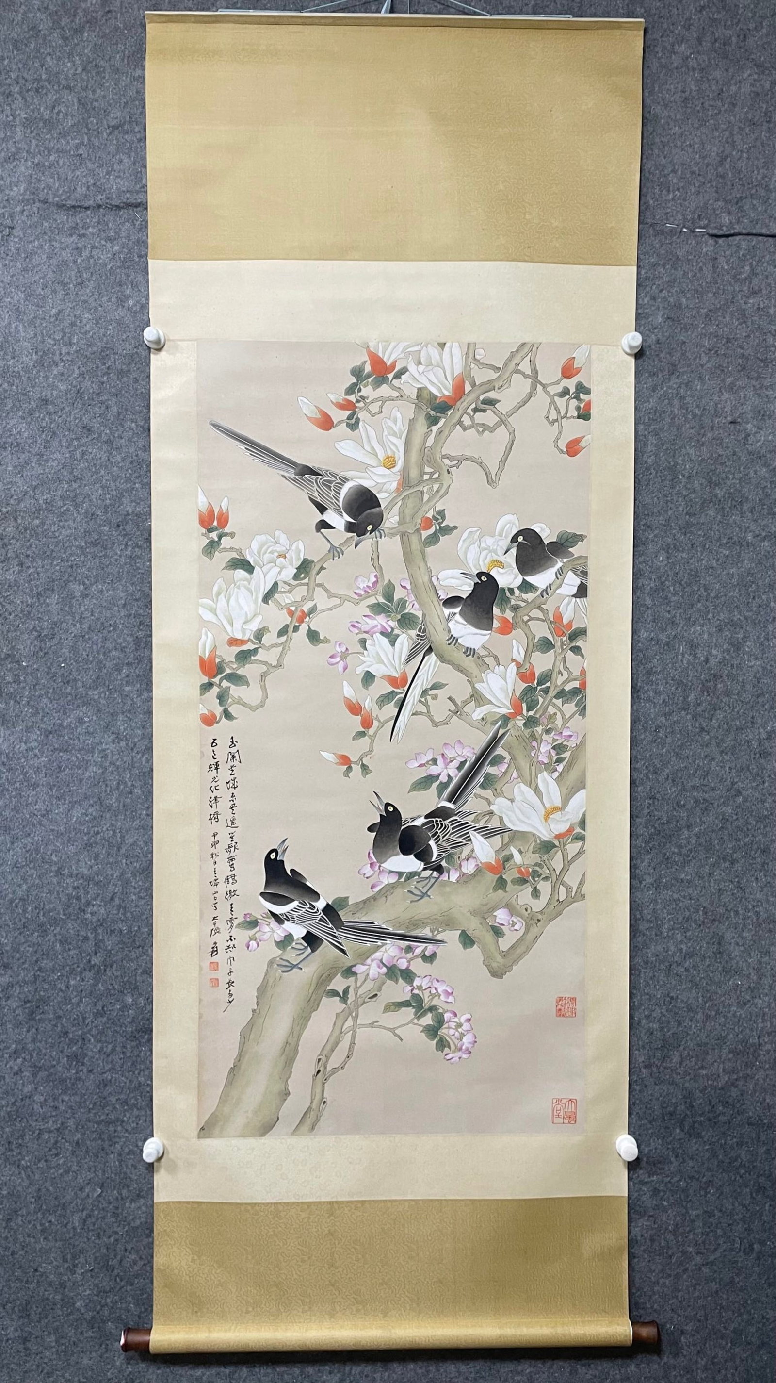 A Chinese Vertical Scroll Ink Painting of Flower and Bird on Paper,Zhang Daqian (1 of 8)