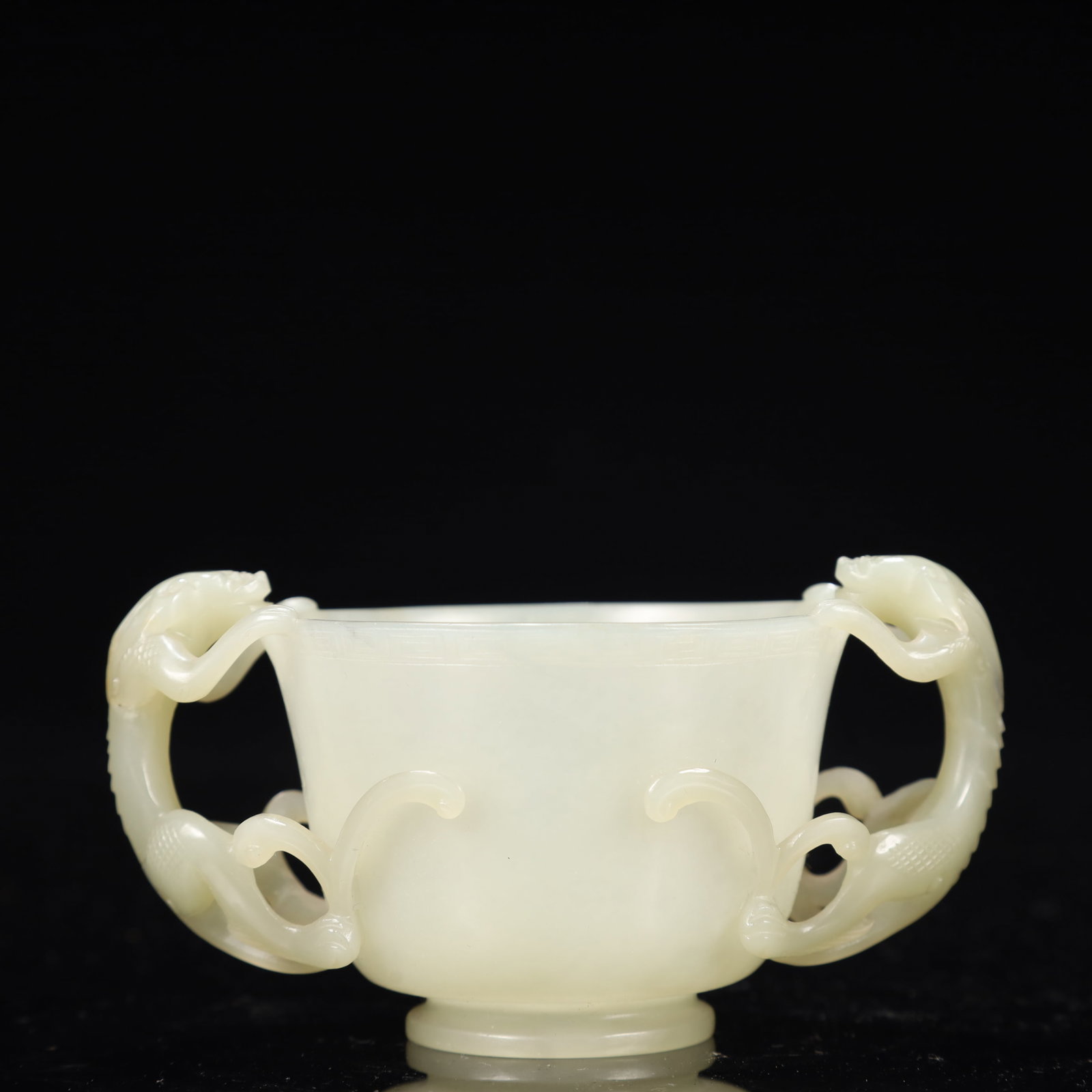 An Exquisite Greenish Jade Beast-Ears Cup (1 of 9)