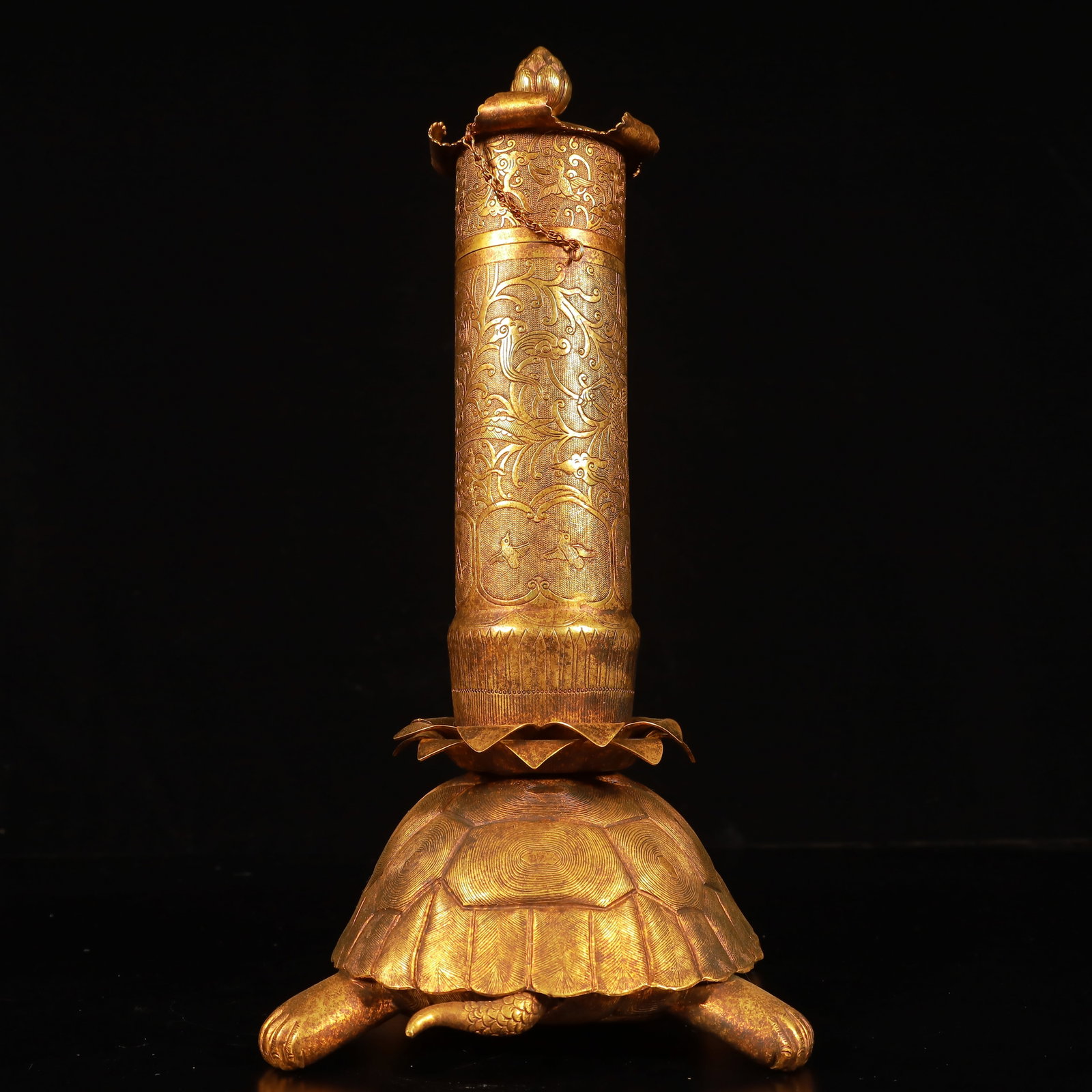 A Rare Gilt Bronze Turtle Ornament, With Scriptures - 10