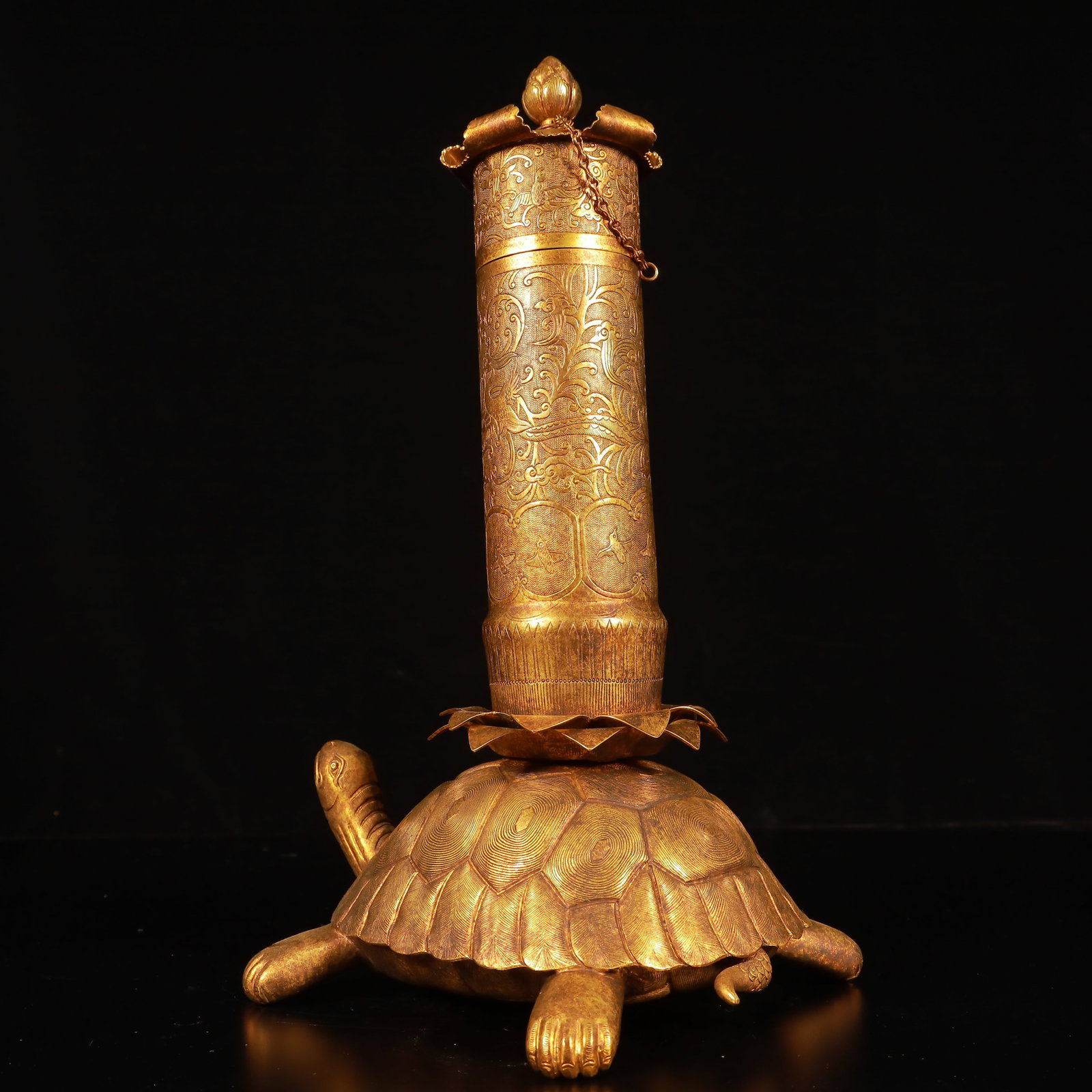 A Rare Gilt Bronze Turtle Ornament, With Scriptures - 9