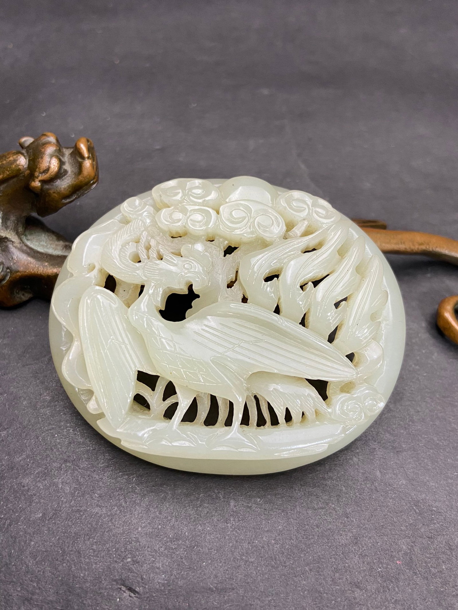 An Exquisite White Jade Phoenix Pattern Pendant - 8