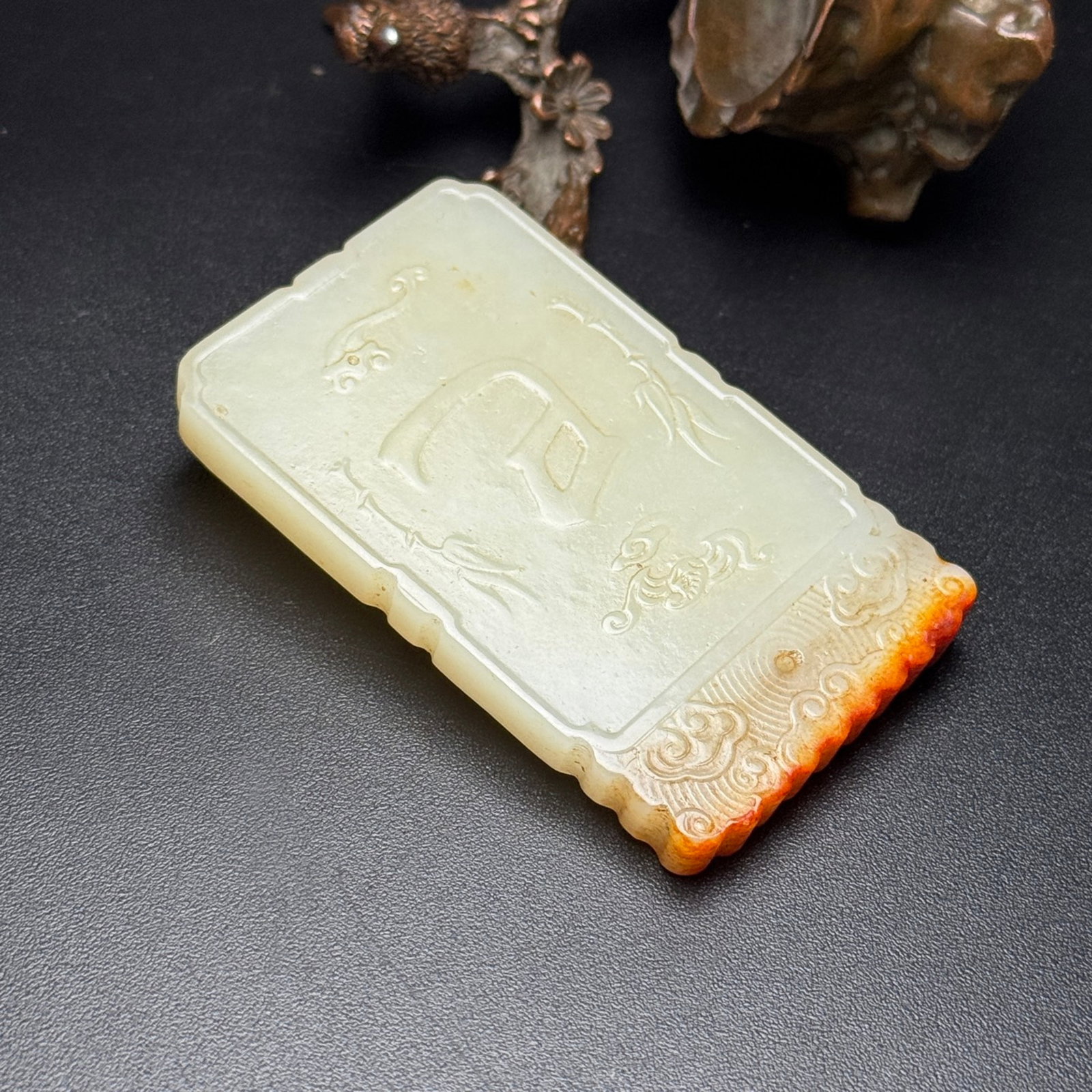 An Exquisite White Jade Snake Pattern Pendant - 4