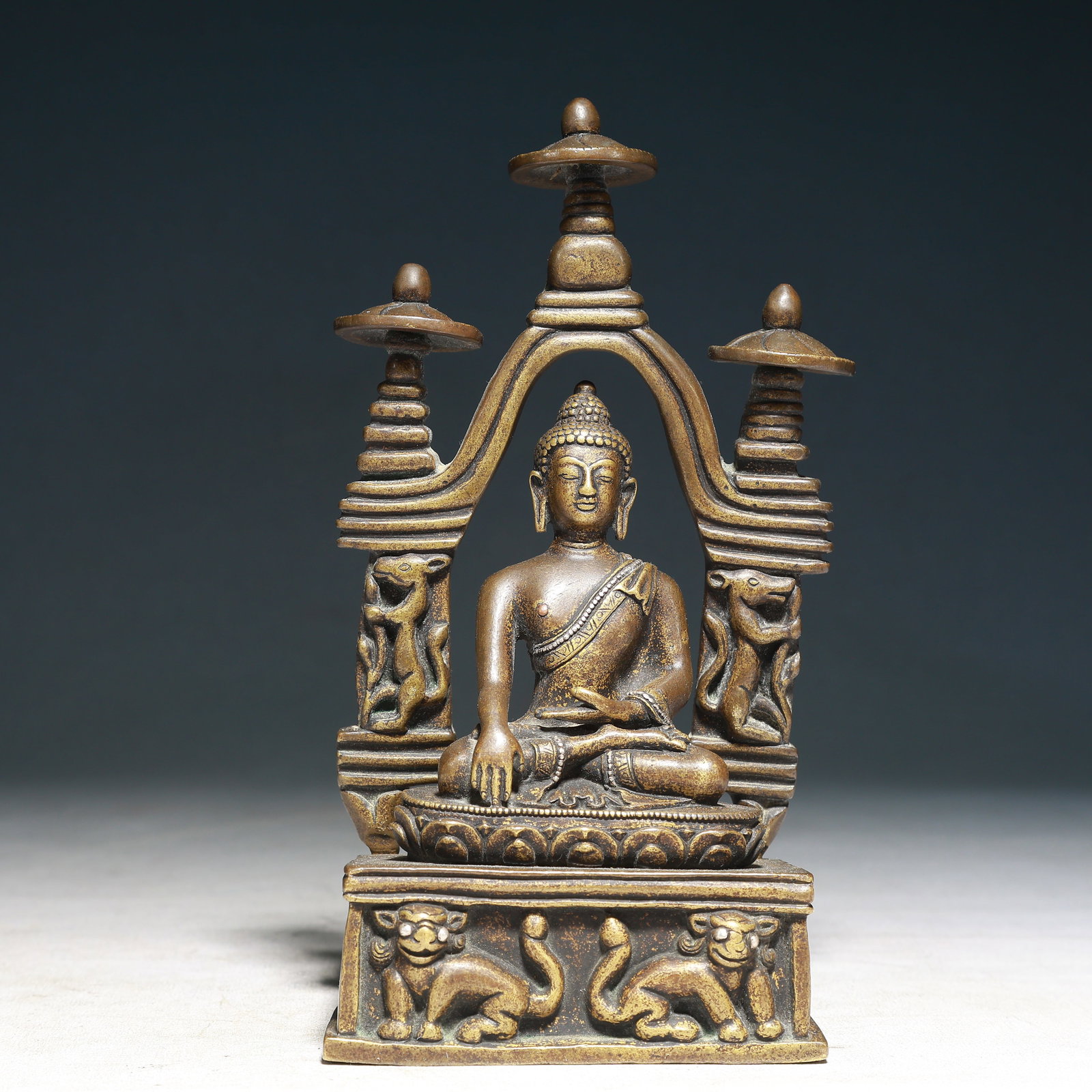 A Solemn Bronze Inlaid Silver Statue of Sakyamuni (1 of 10)