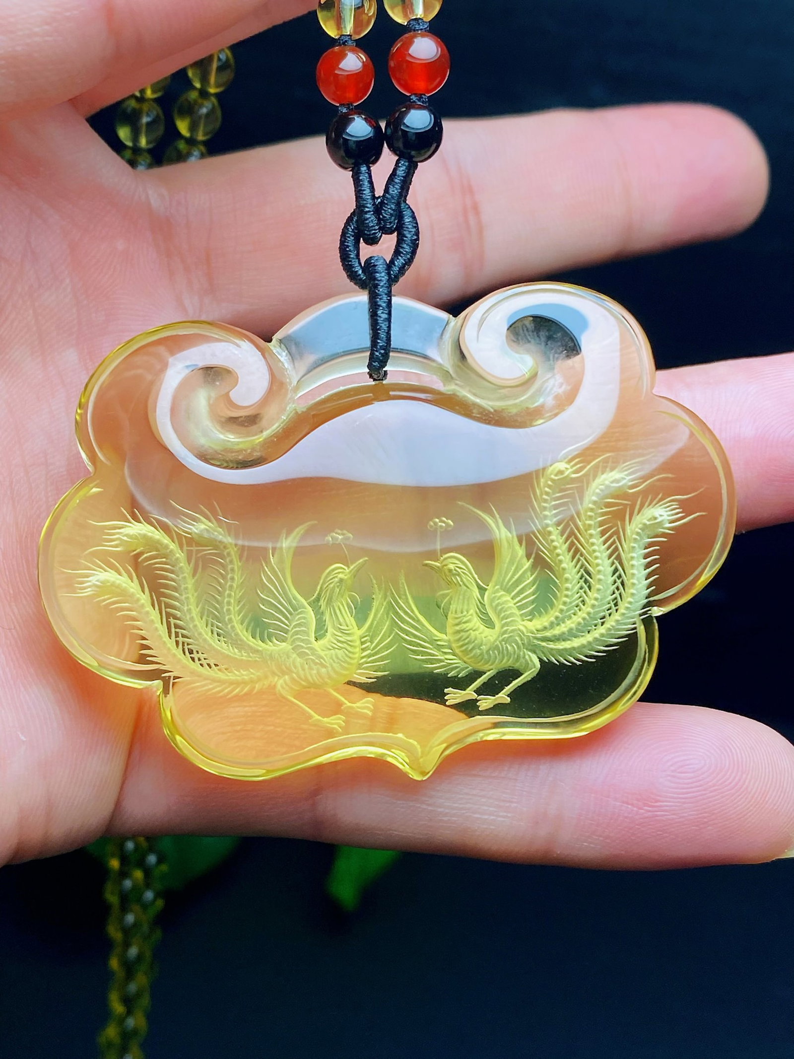 An Exquisite Crystal Phoenix Pattern Pendant - 2