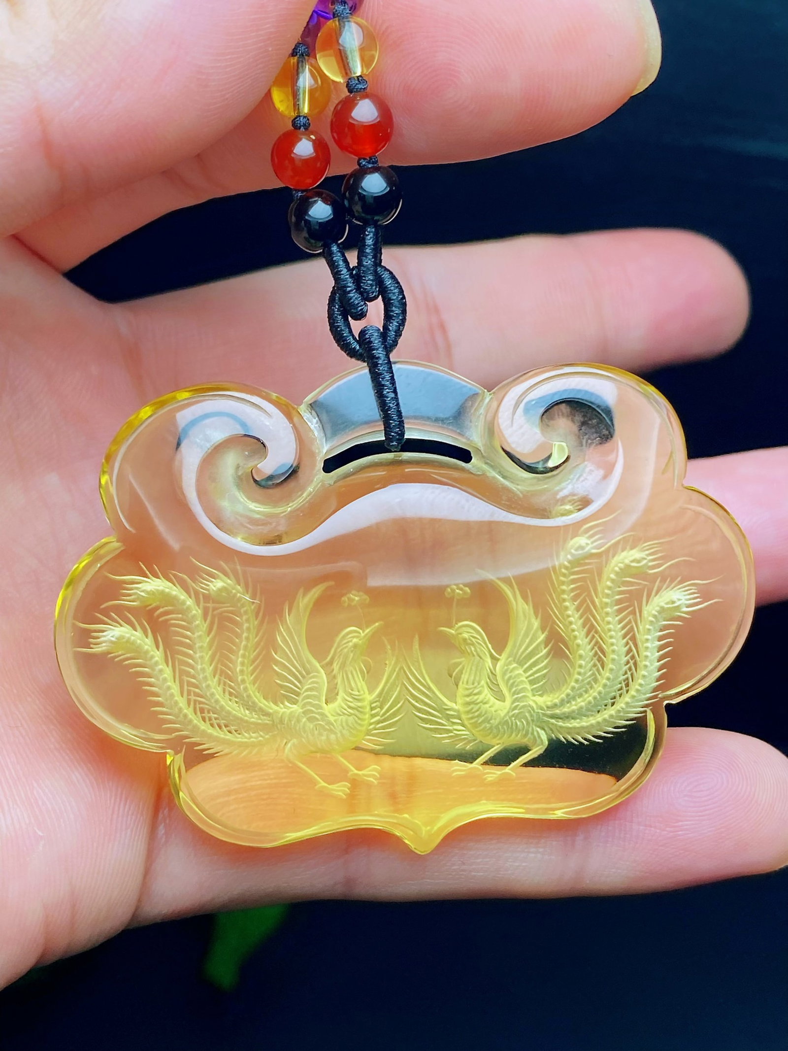 An Exquisite Crystal Phoenix Pattern Pendant - 3