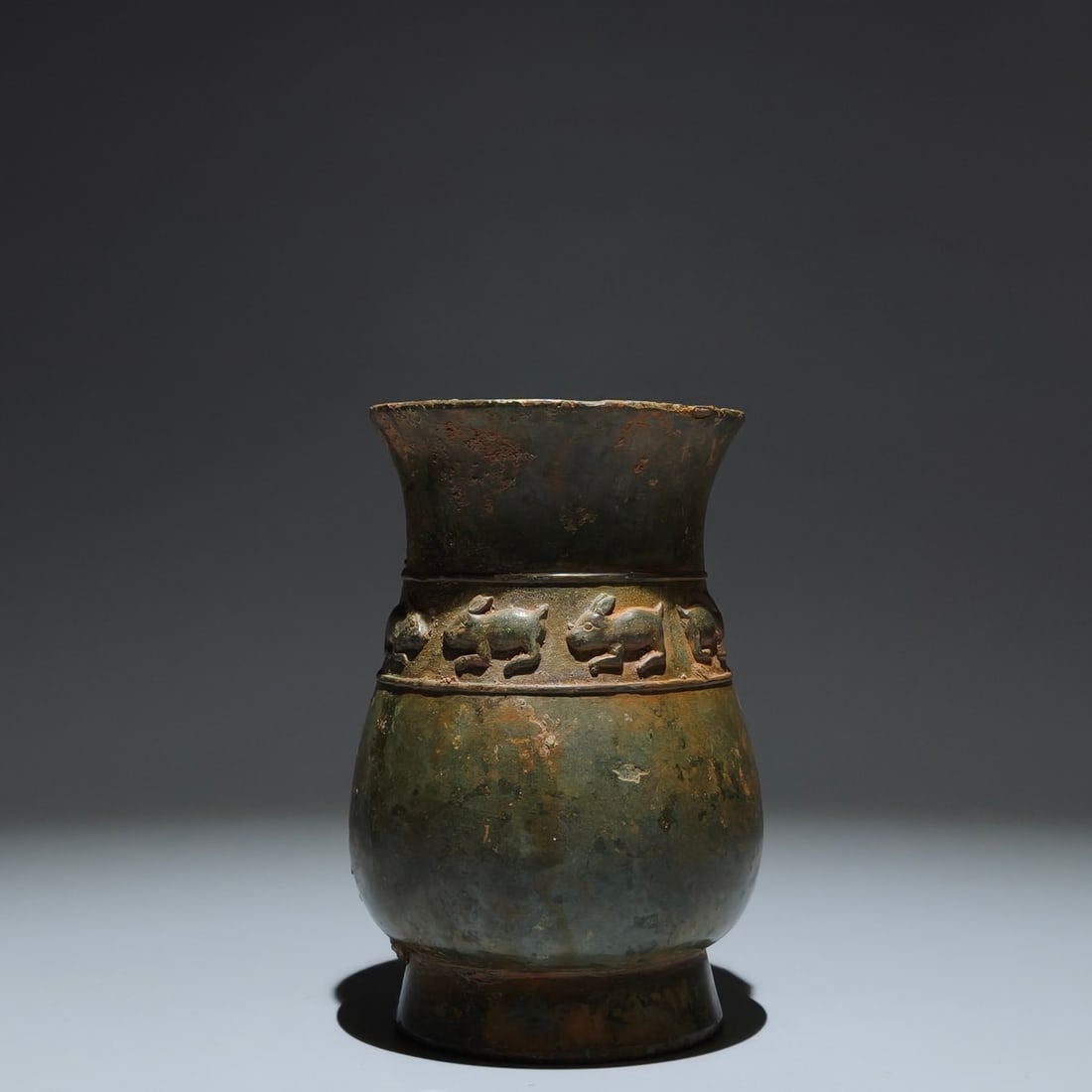 An Archaic Bronze Rabbit Pattern ritual vessel: An Archaic Bronze Rabbit Pattern ritual vessel,Western Zhou Dynasty,China,Size:5.3inx3.5in 青铜兔纹礼器,中国西周时期