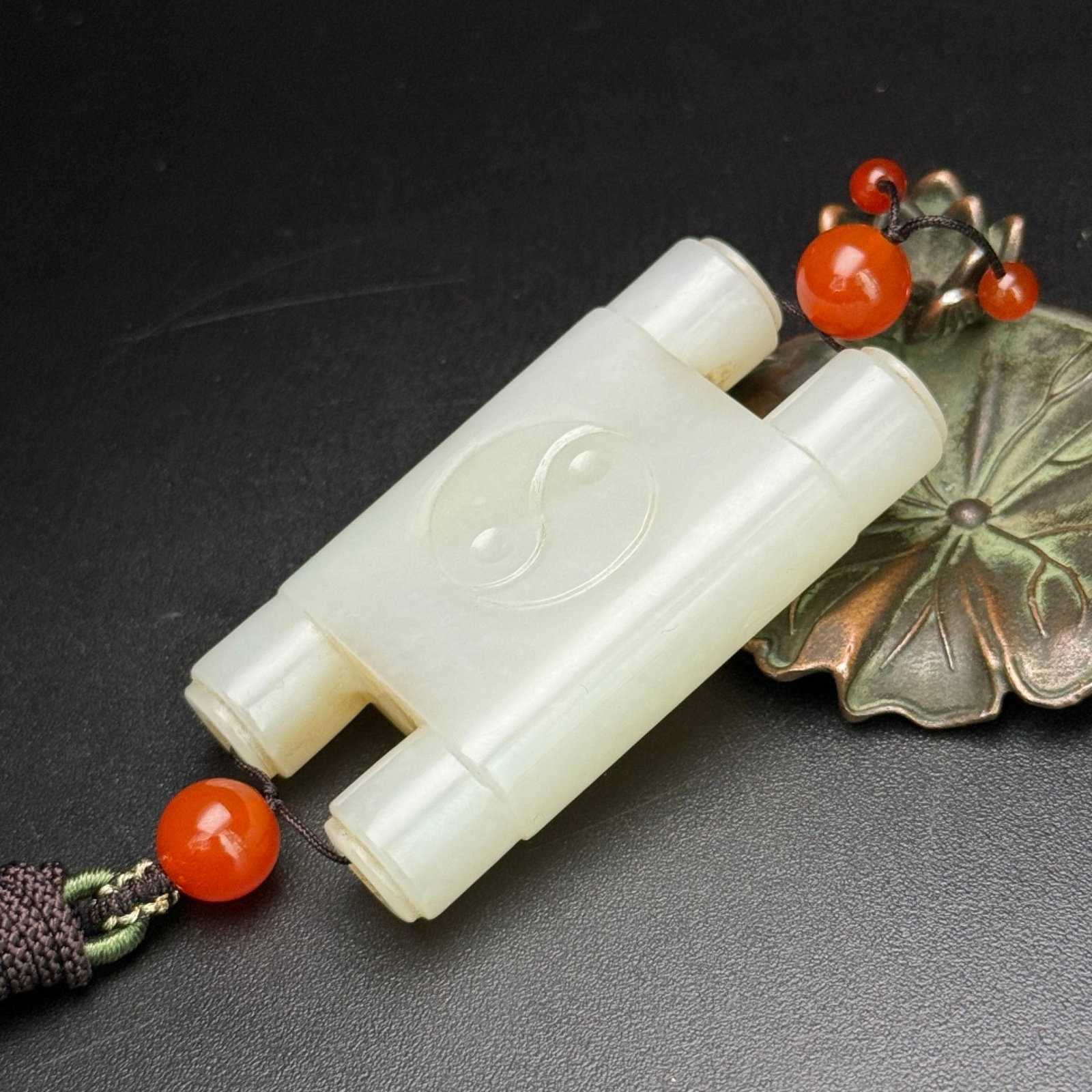 An Exquisite White Jade Trigram Pattern Pendant - 4