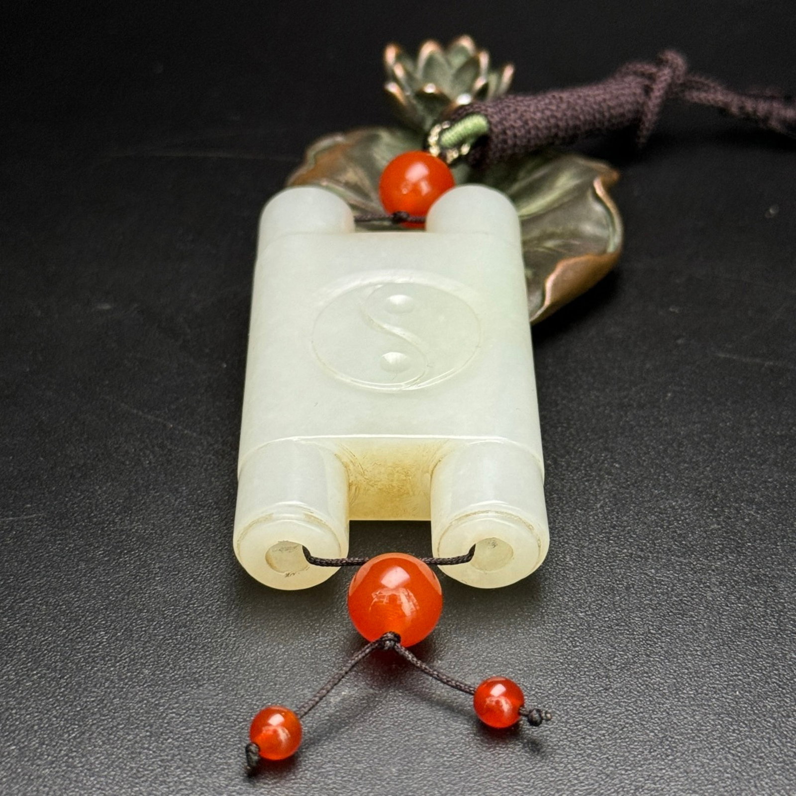 An Exquisite White Jade Trigram Pattern Pendant - 6