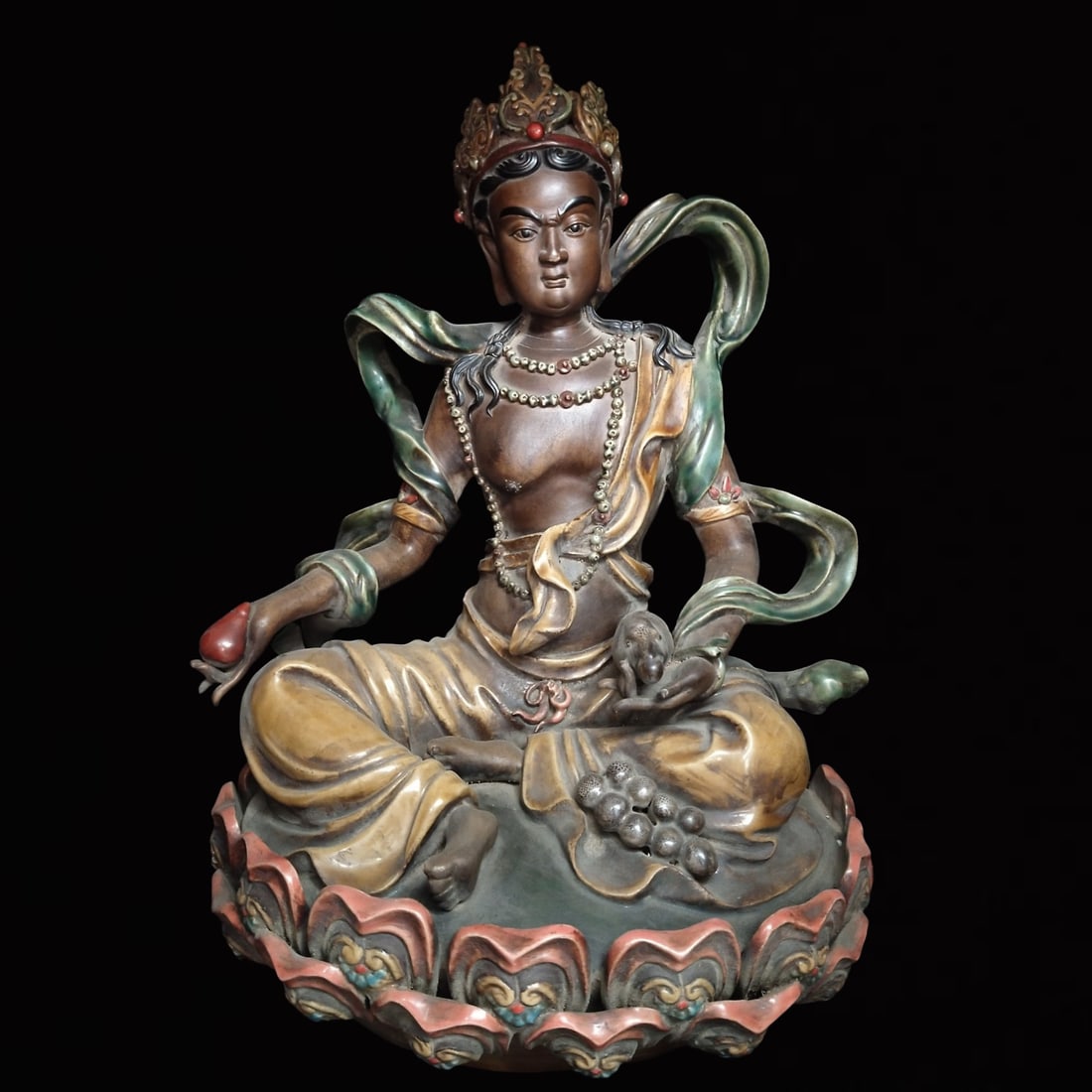 A Huge Shiwan yao Statue of Mammon: A Huge Shiwan yao Statue of Mammon,Qing Dynasty, China,Size:14.6inx11.8inx20.1in 石湾窑财神像,中国清代