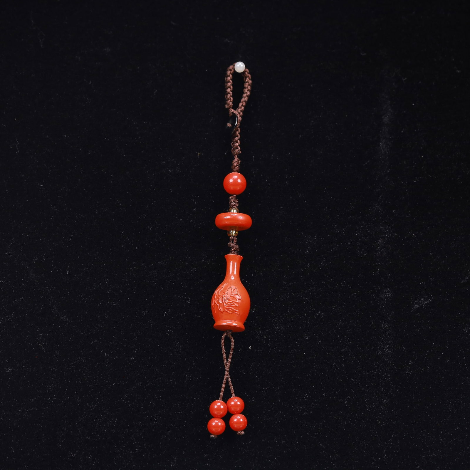An Exquisite Cinnabar Pendant: An Exquisite Cinnabar Pendant, Size:0.6inx2.4in, Weight:14g 朱砂挂件