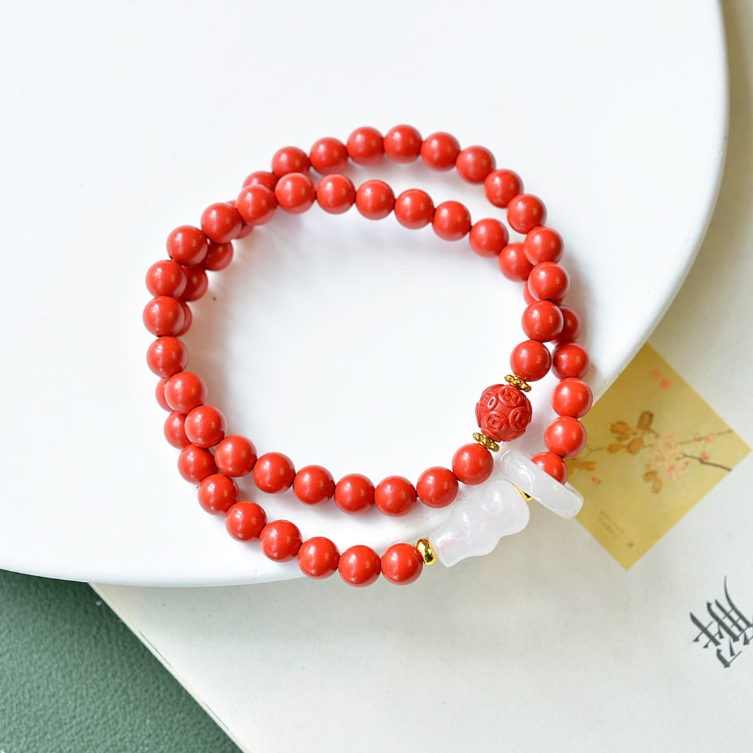 An Exquisite Cinnabar Bracelets - 4