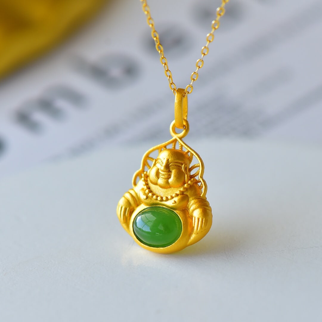 An Exquisite Sterling Silver-Gold Plated Inlaid Jasper Pendant: An Exquisite Sterling Silver-Gold Plated Inlaid Jasper Pendant , Size :0.2inx0.3in 纯银镀金镶碧玉吊坠,尺寸:0.2inx0.3in