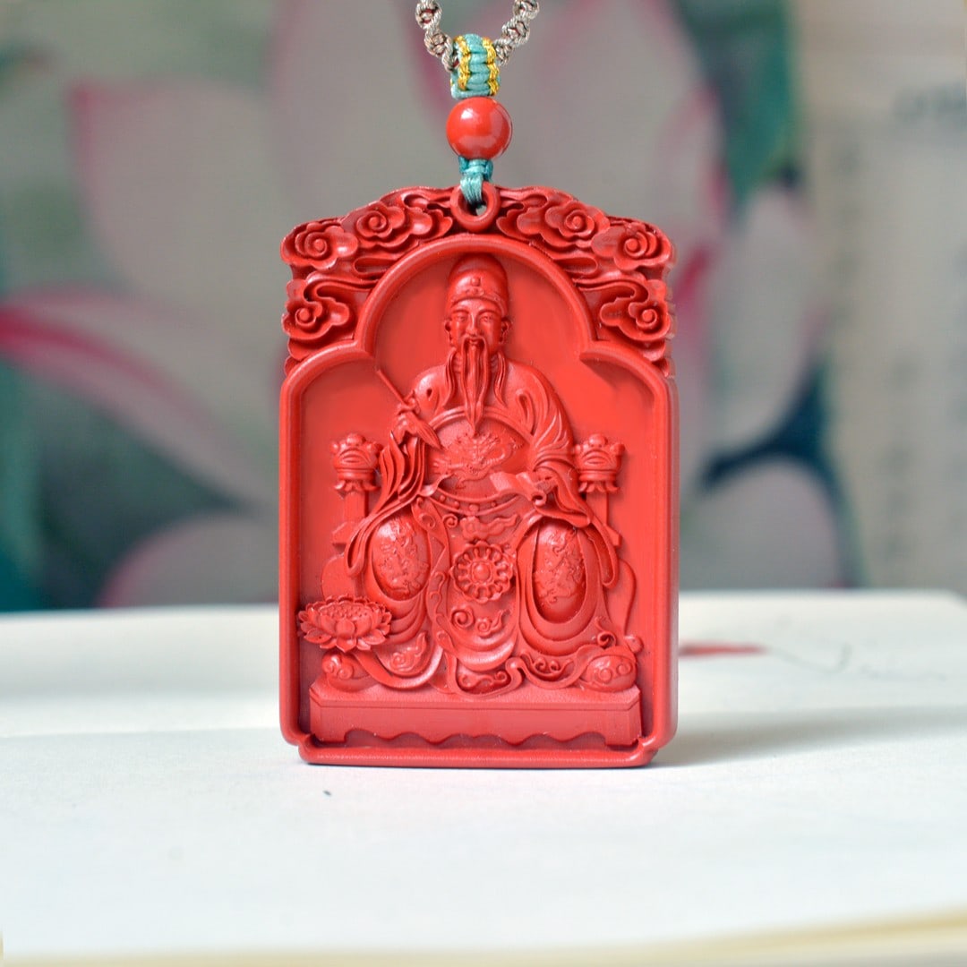 An Exquisite Cinnabar Figure Pattern Pendant - 3