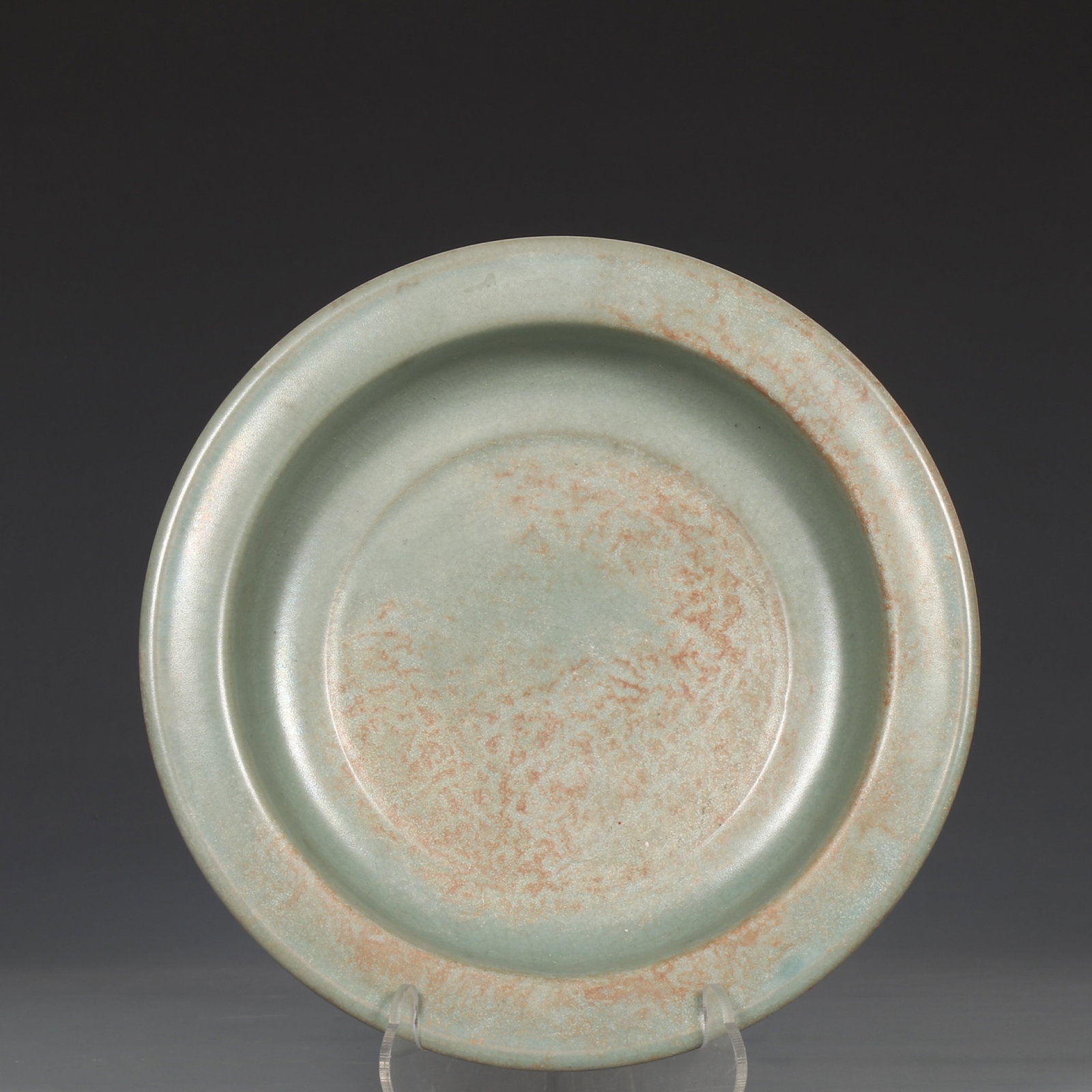 An Exquisite Ru yao Sky Blue Glazed Plate: An Exquisite Ru yao Sky Blue Glazed Plate,Song Dynasty,China,Size:1.7inx7.6in 汝窑天青釉盘,中国宋代