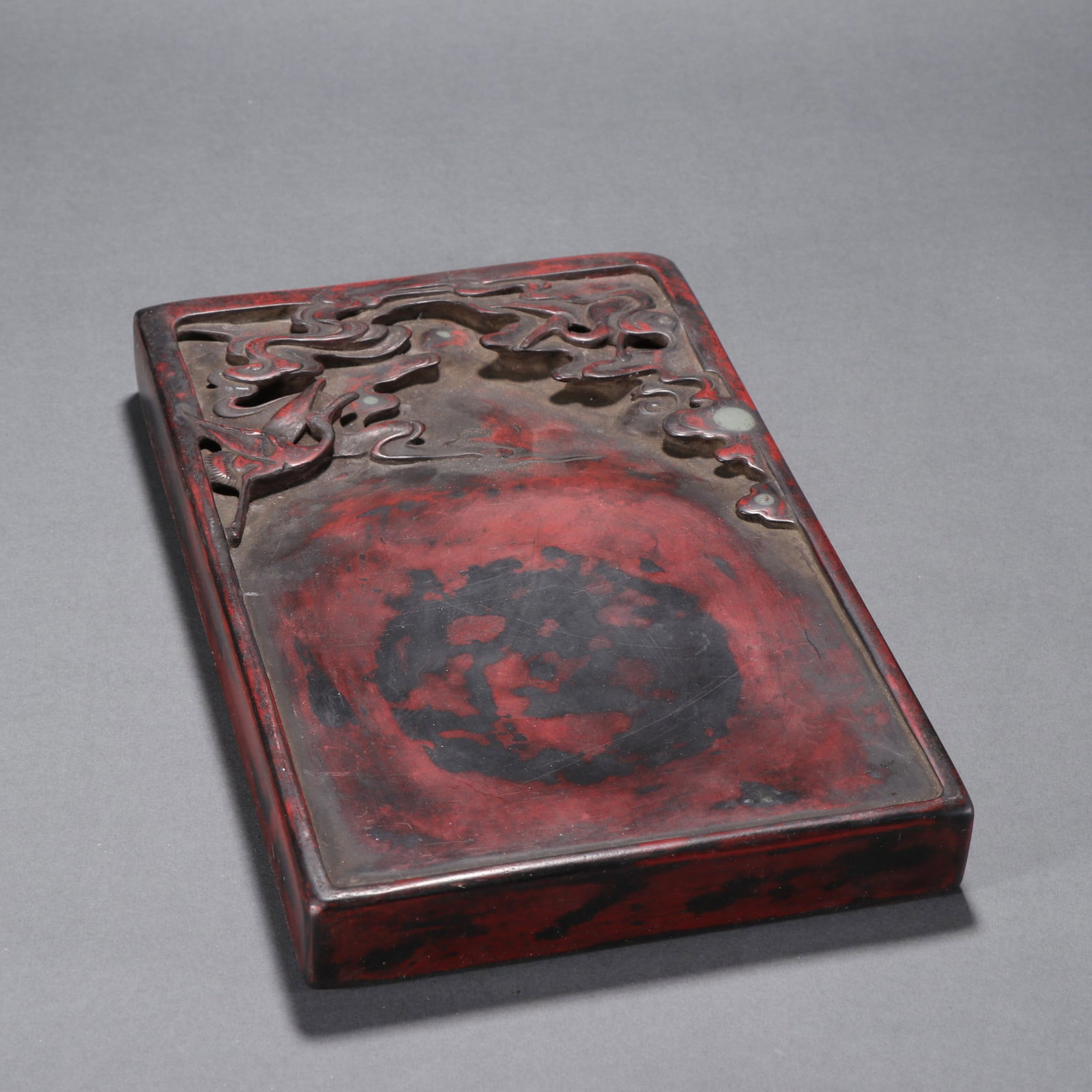 An Exquisite Crane Pattern Inkstone,With Poem (1 of 9)