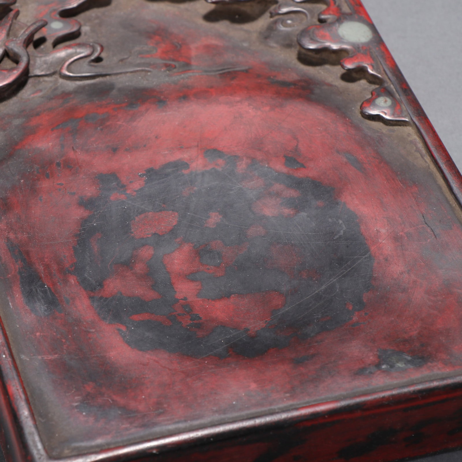An Exquisite Crane Pattern Inkstone,With Poem - 2