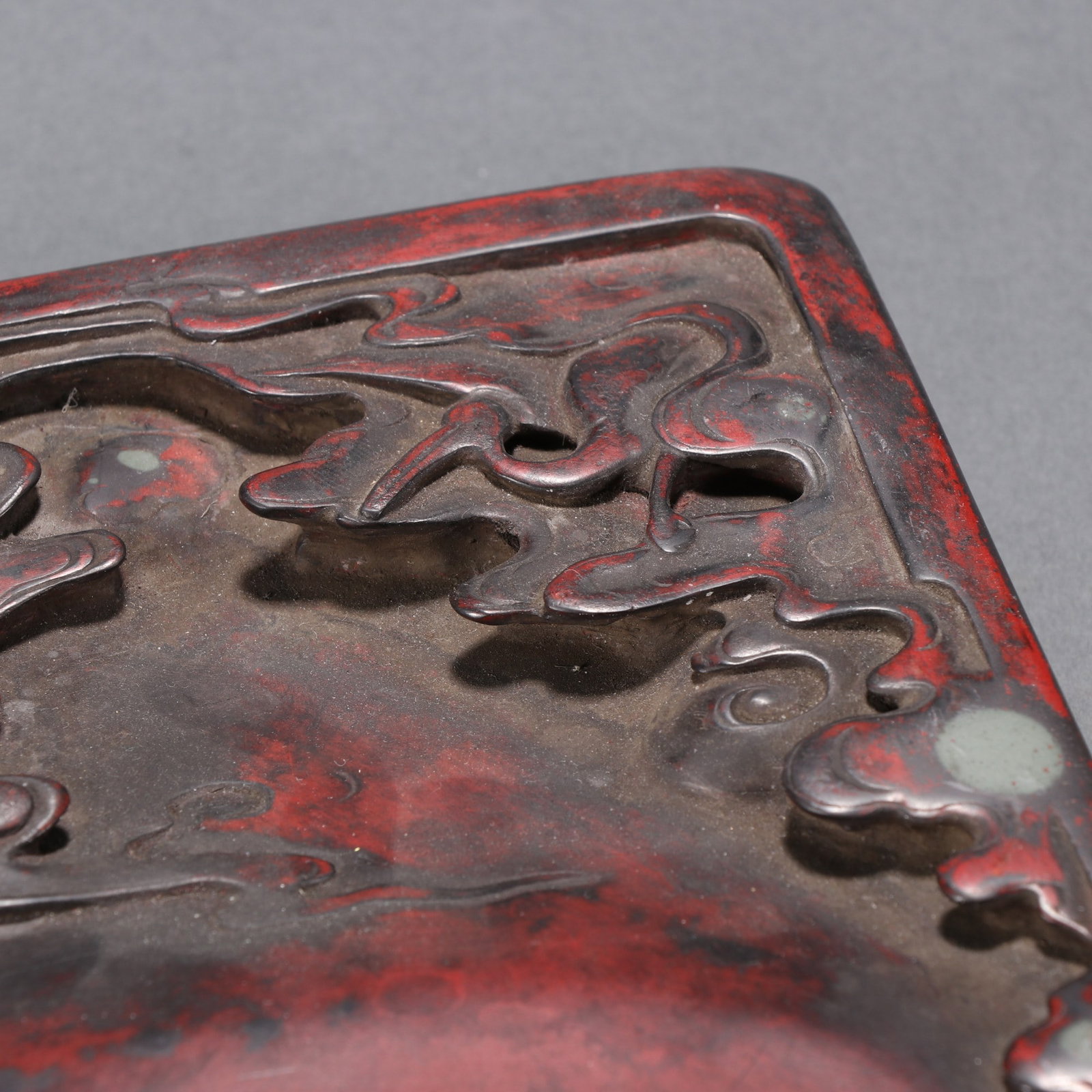 An Exquisite Crane Pattern Inkstone,With Poem - 4