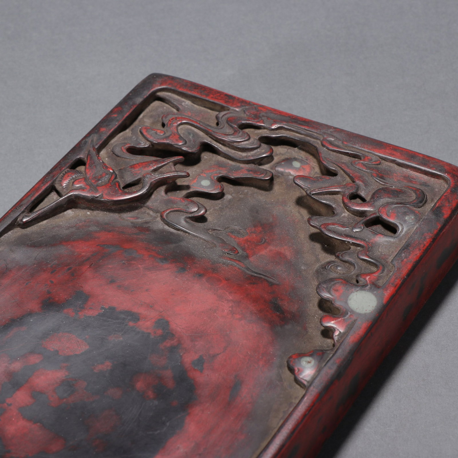 An Exquisite Crane Pattern Inkstone,With Poem - 7