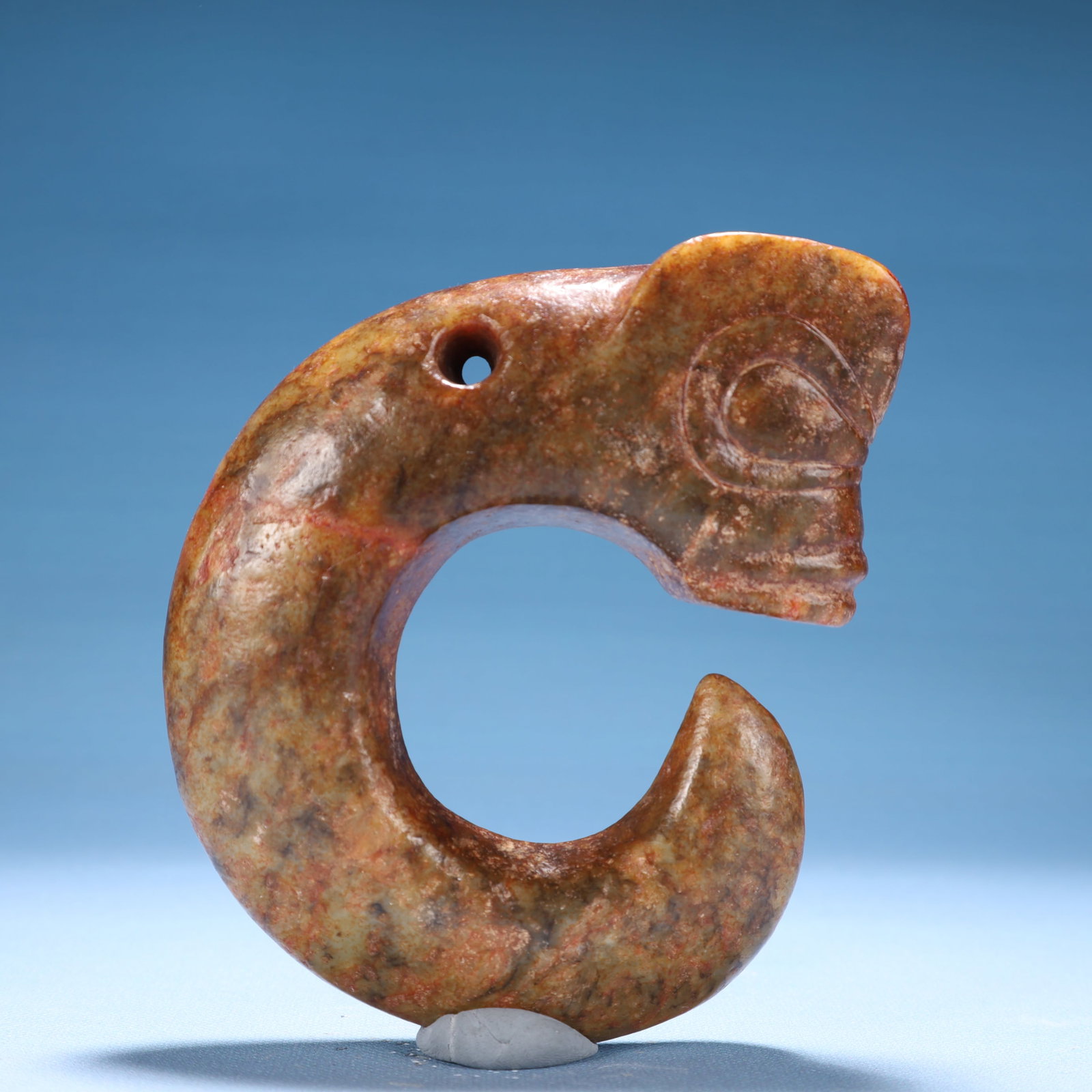 An Archaic Hongshan Culture Yellow Jade Dragon Pendant (1 of 7)