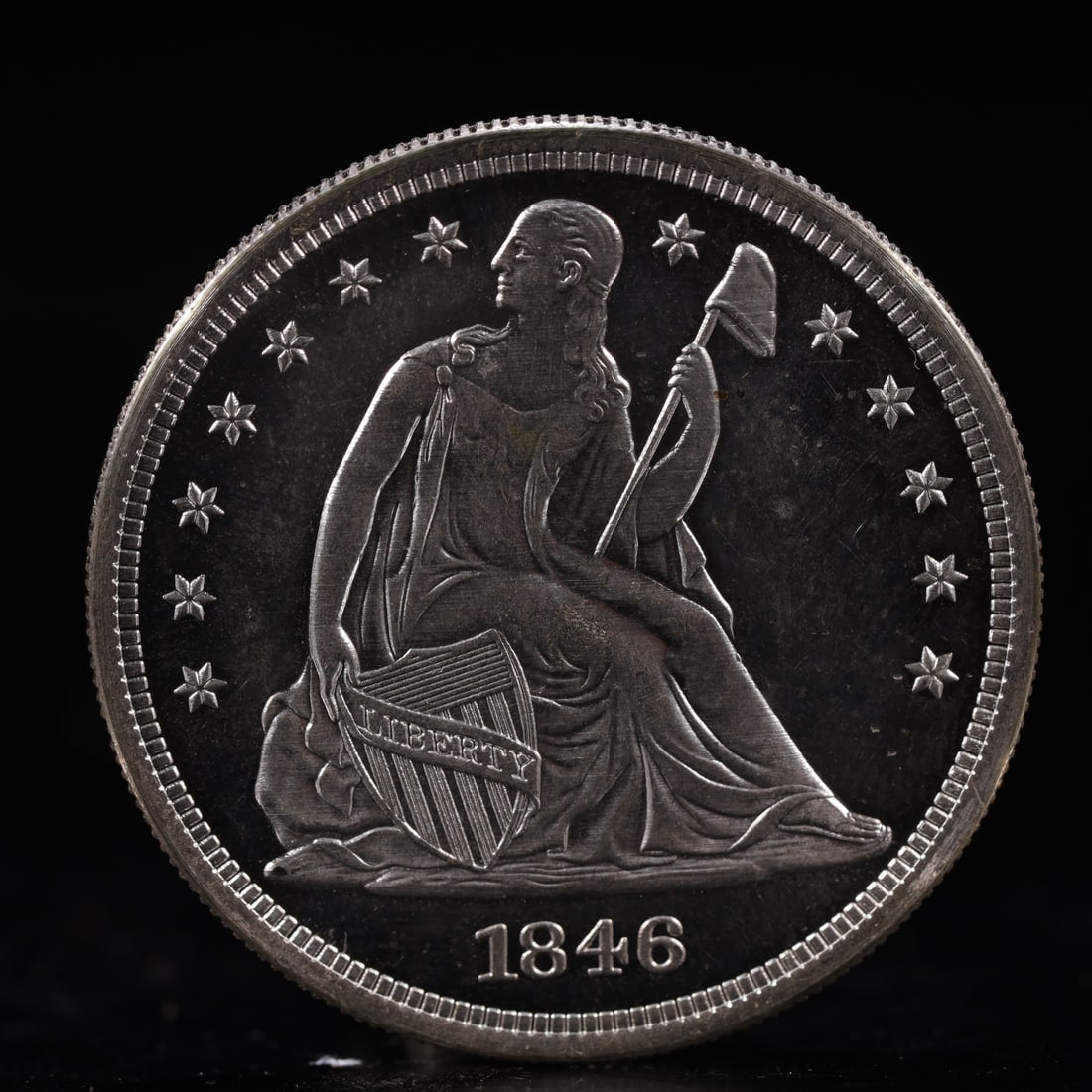 USA One Dollar 1846 Coin: American coin. IN GOD WE TRUST / LIBERTY / 1846 / UNITED STATES OF AMERICA / ONE DOL. Weight:26.9g.