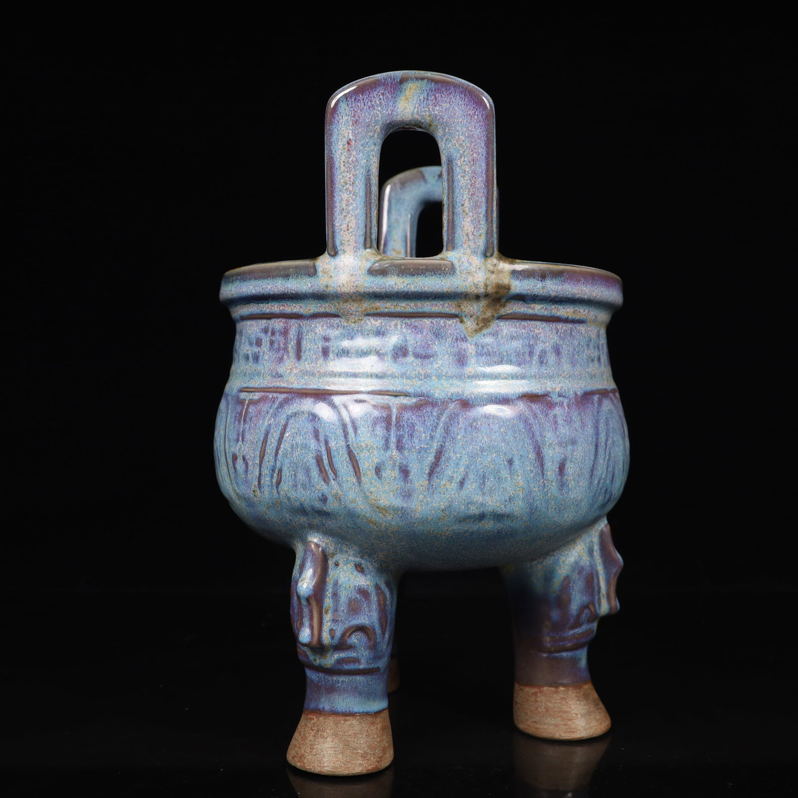 An Exquisite Jun yao Beast-Face Pattern Double-Ears and Tripod Censer - 9